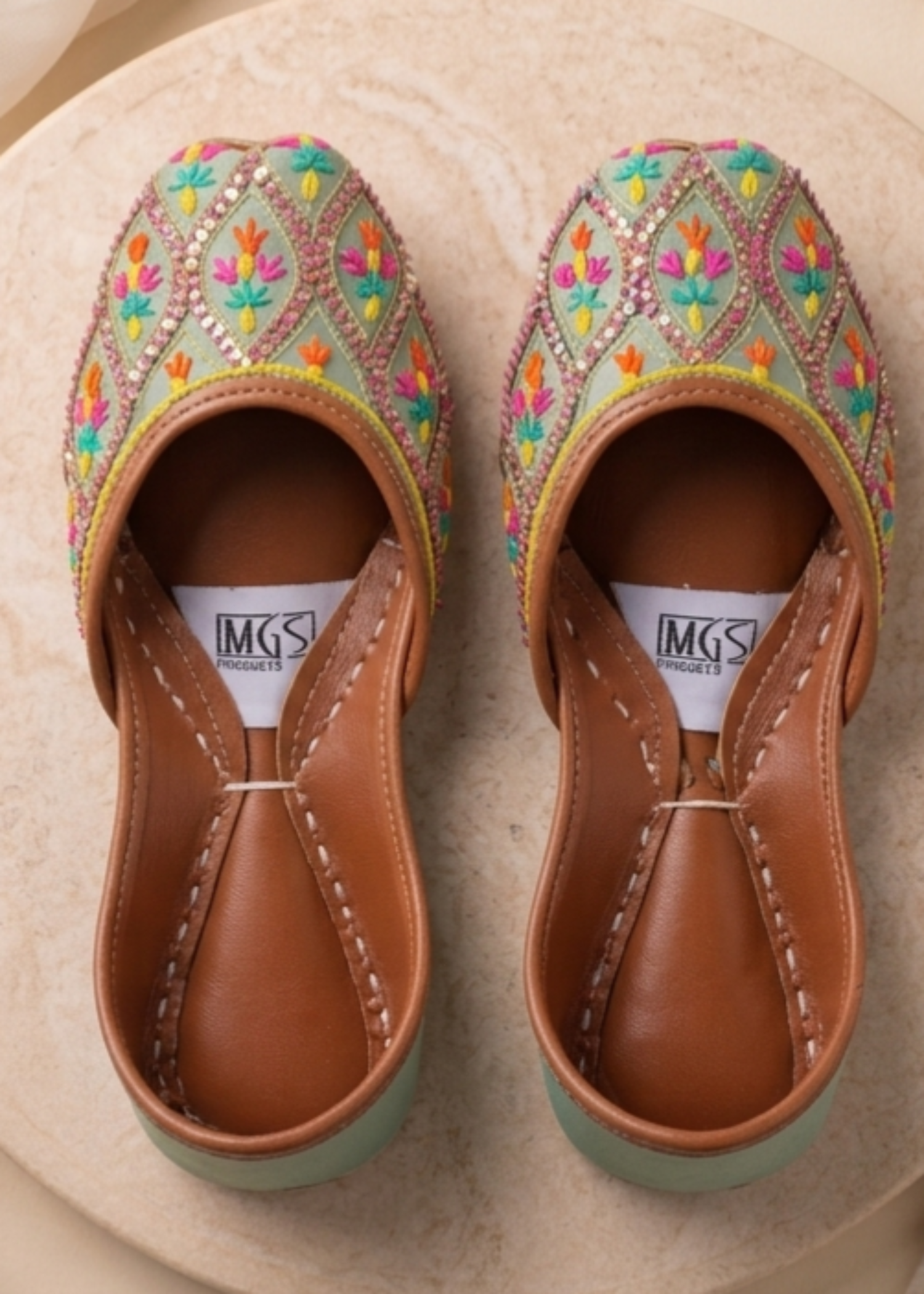Khussa in Moss green by - High Quality Women Khussa VLB2620