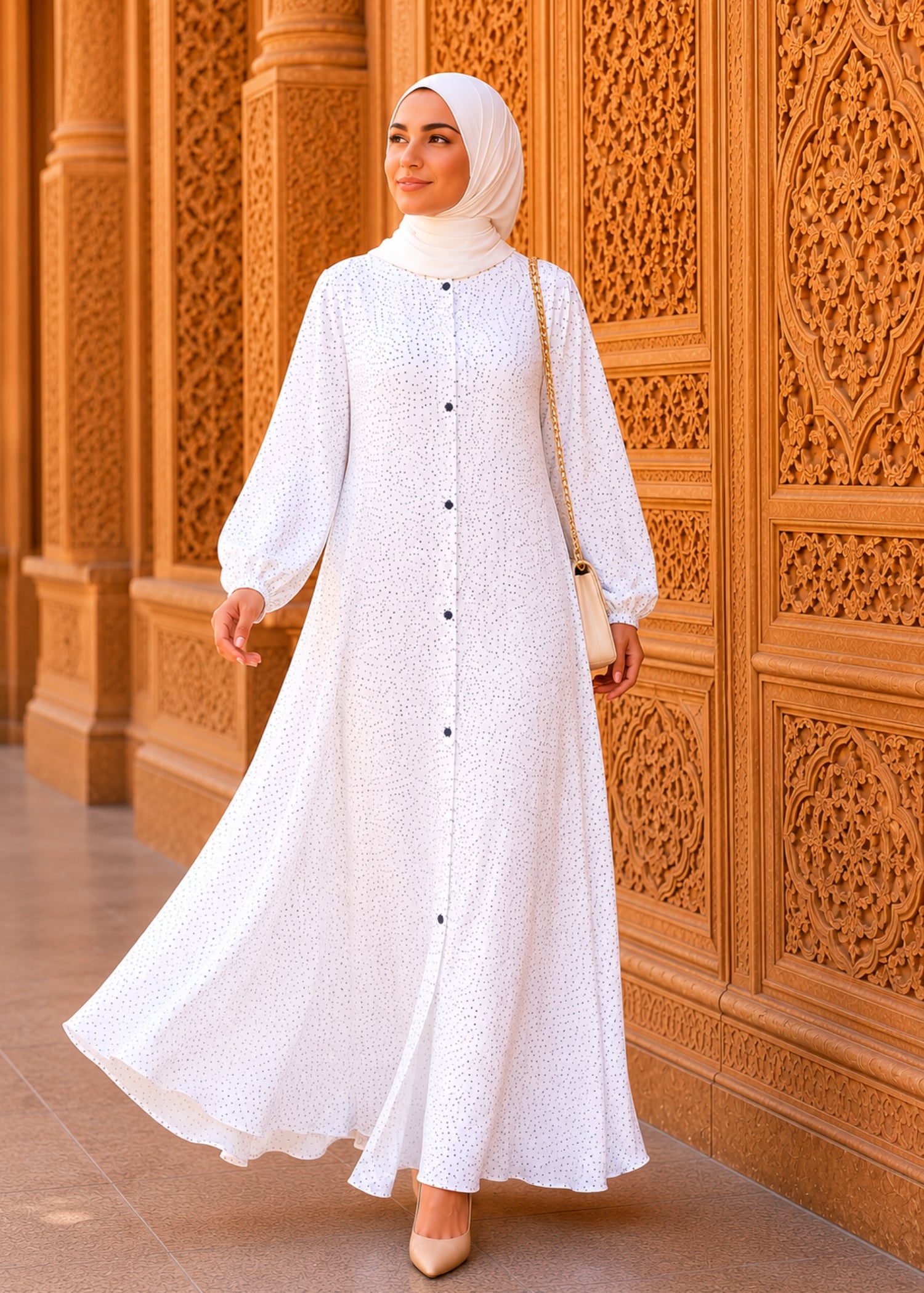 lawn Abaya in White