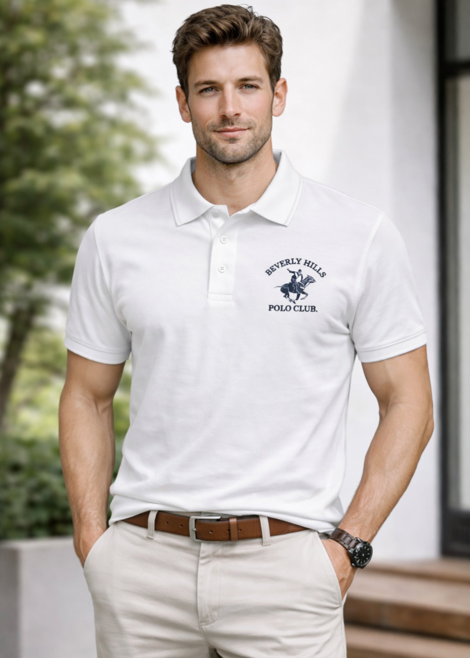 cotton Polo Shirt in White by Imagination Apparel