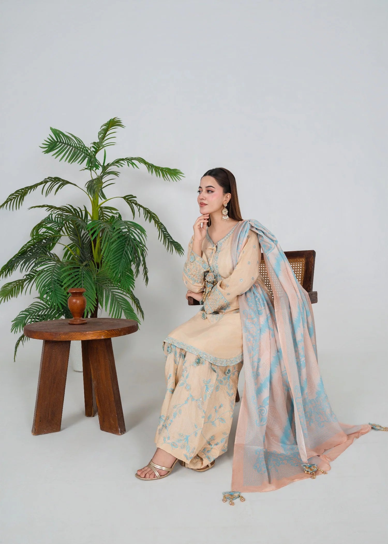 silk Kurta Set in Cream