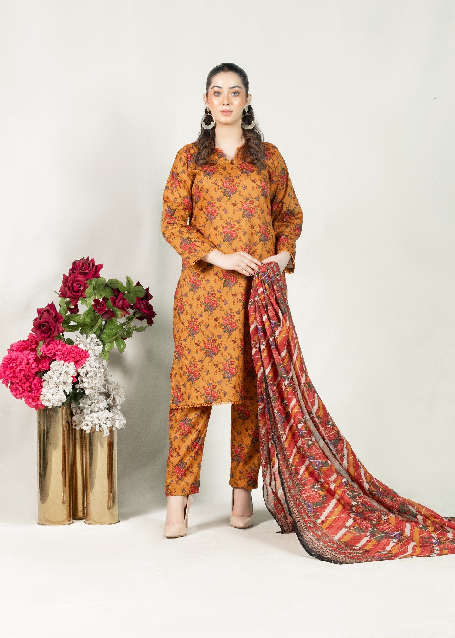 lawn Kurta Set in Goldenrod