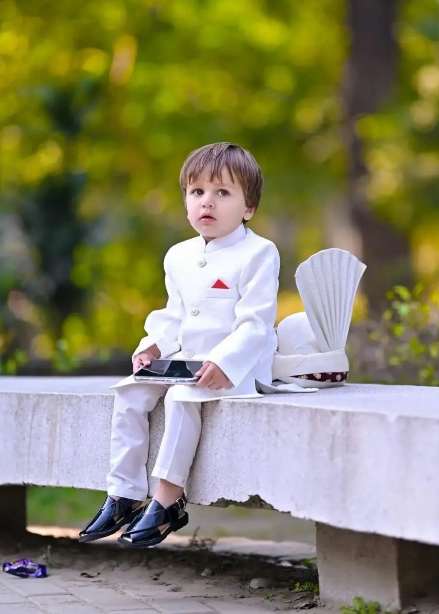 raw silk Sherwani in Off-white