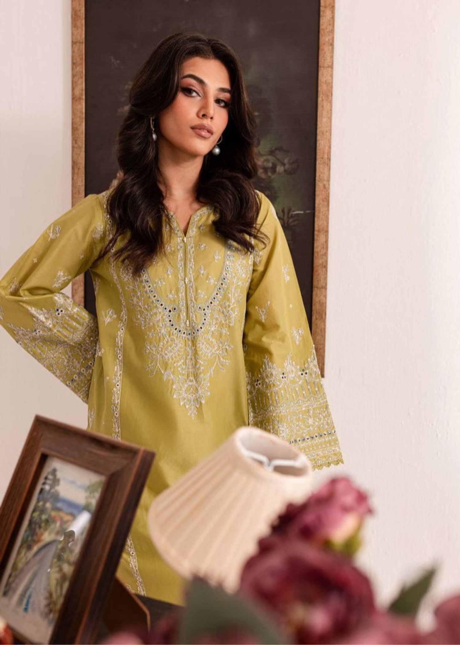 linen Kurta Set in Mellow yellow