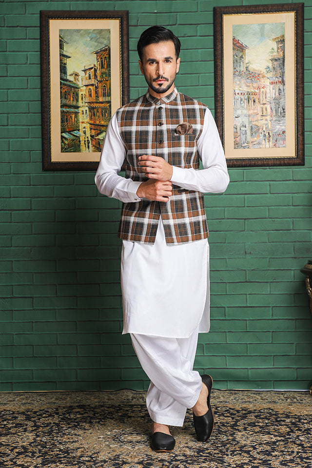 flannel Waistcoat in Brown