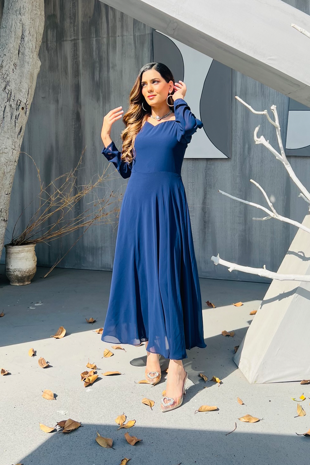 chiffon Dress in Blue