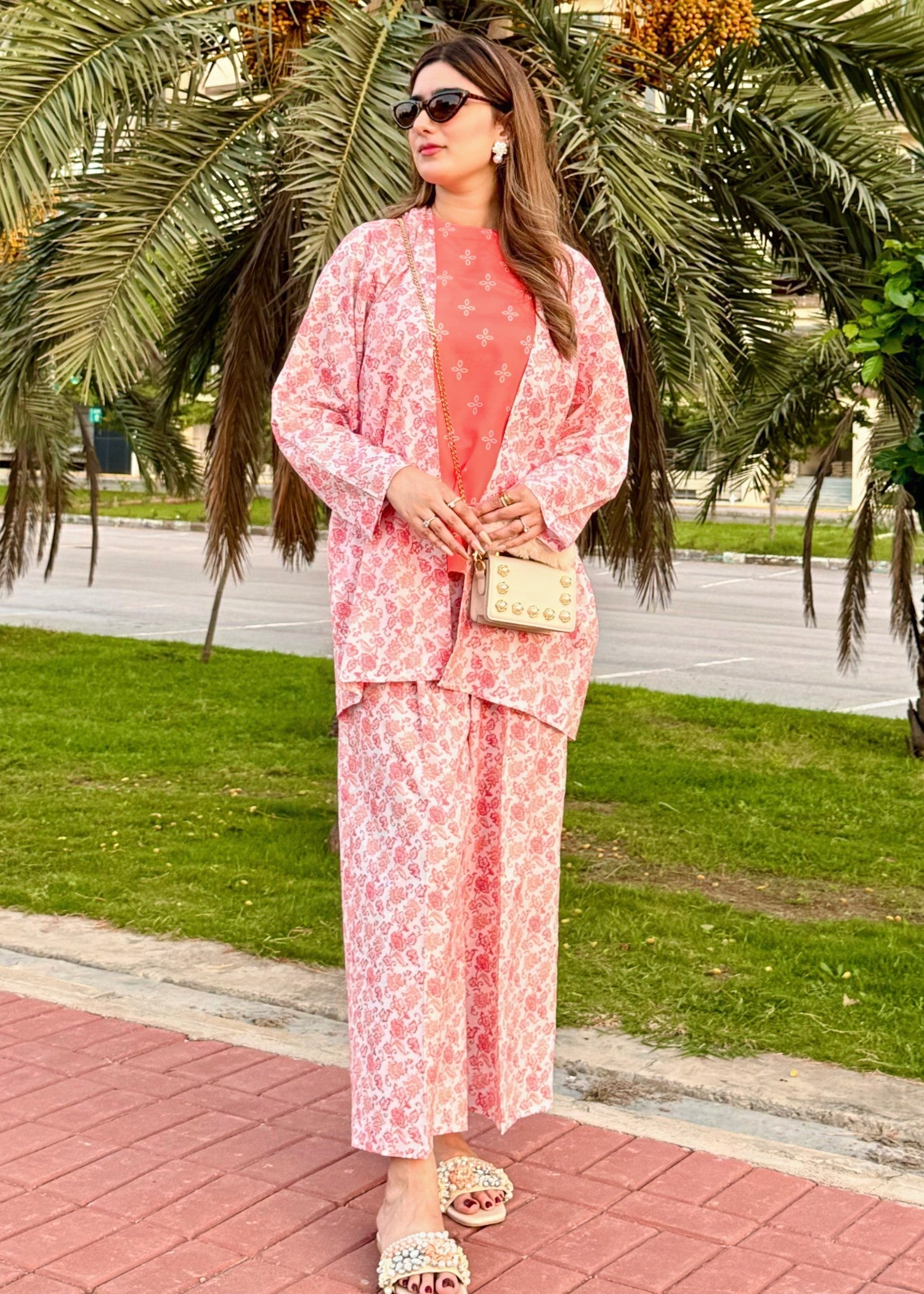 cotton Co Ord Sets in Peach pink