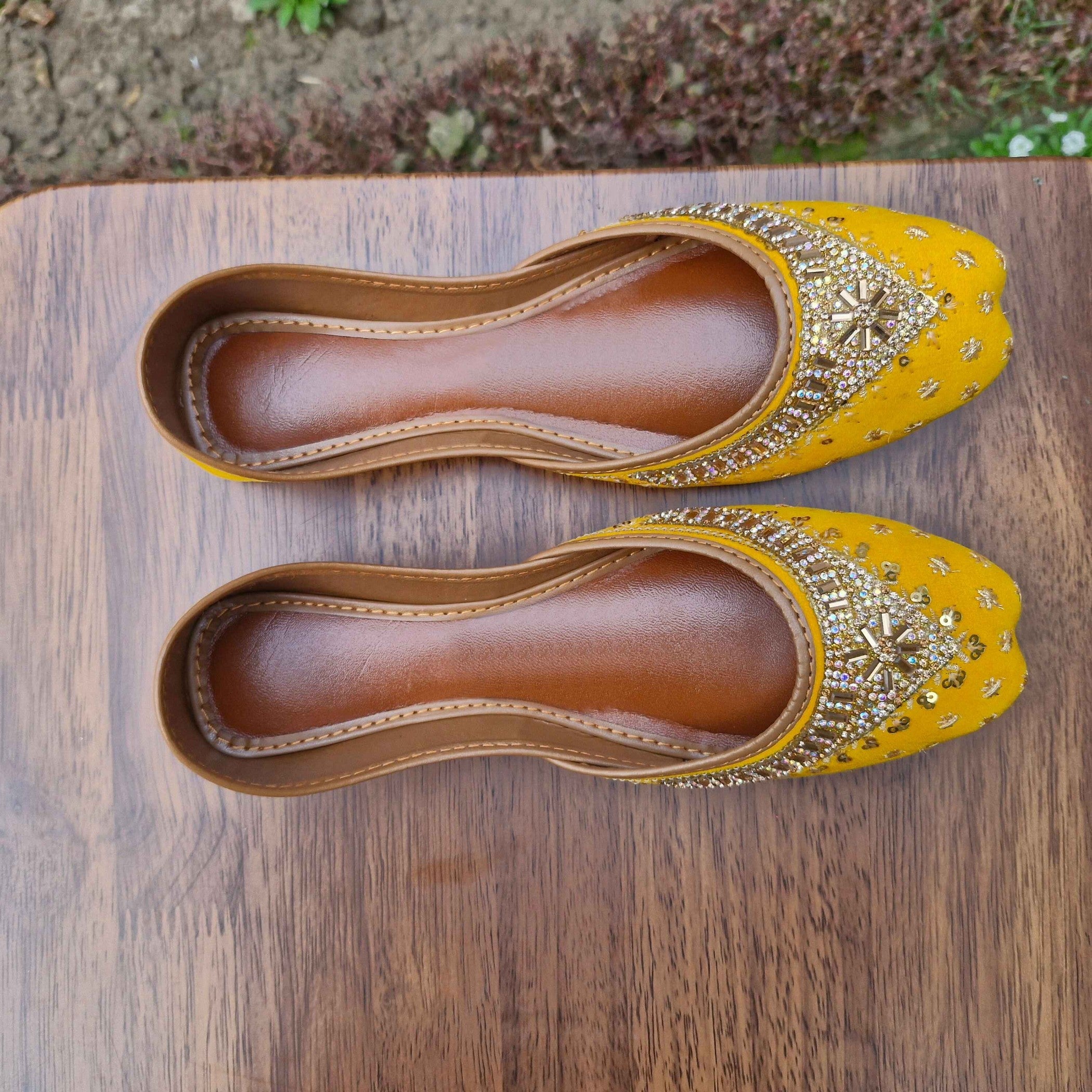 Khussa in Mustard by - High Quality Women Khussa QGV7415