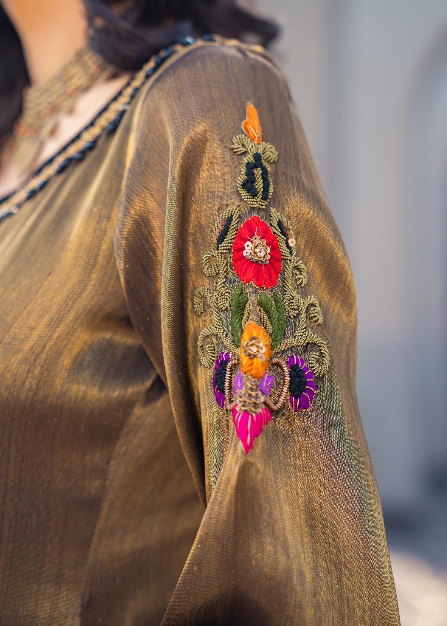 masuri Kurta Set in Golden brown