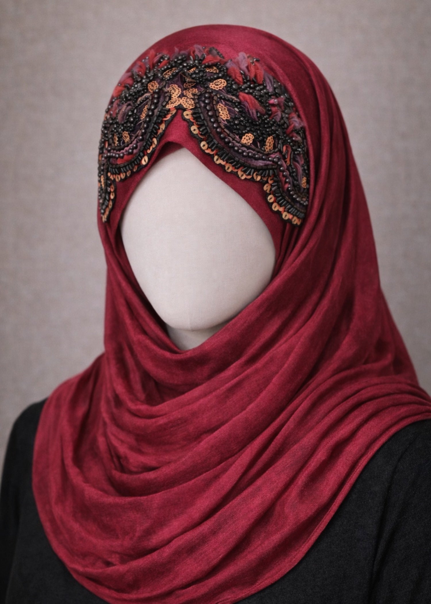 georgette Hijab in Berry red