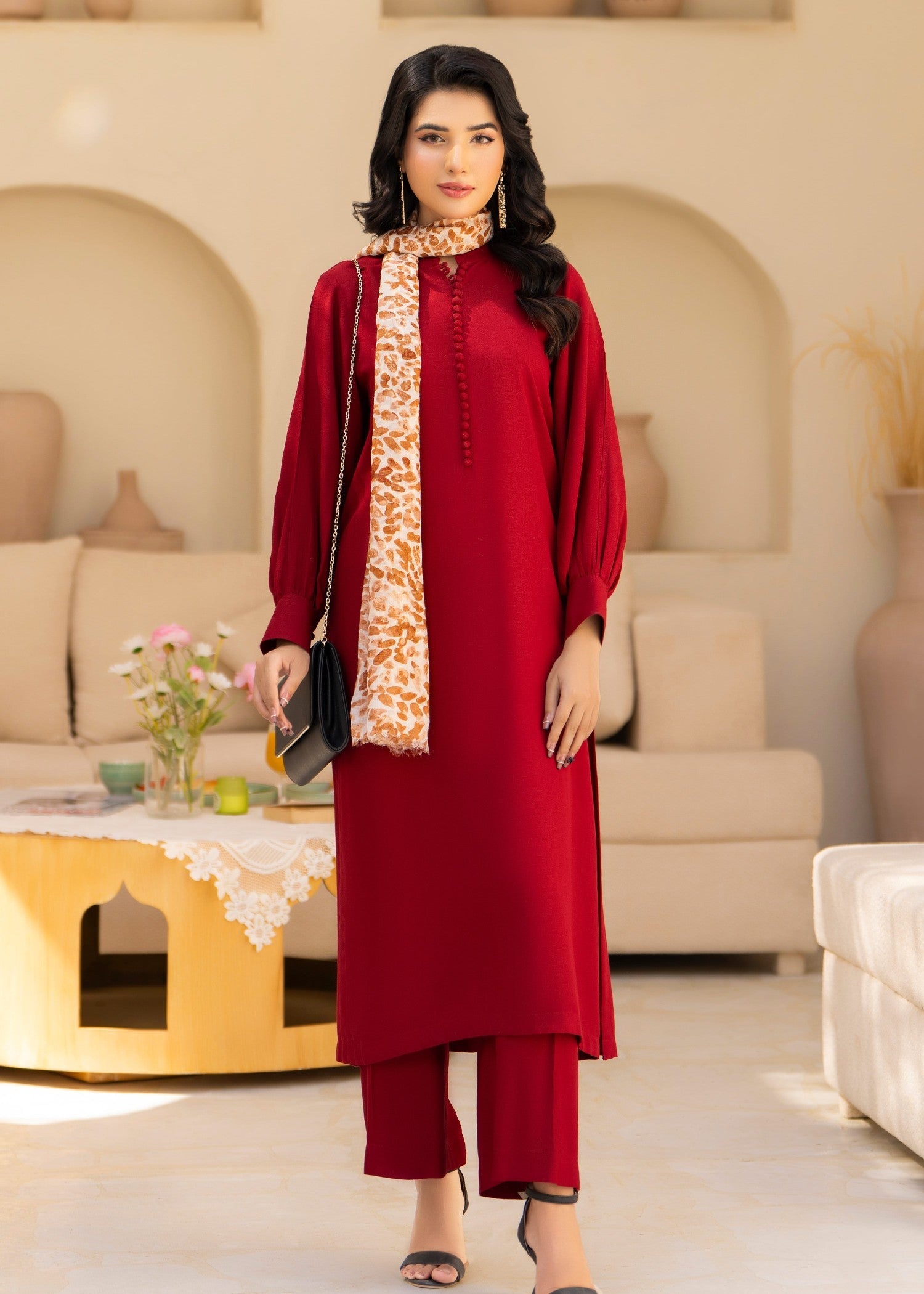 silk karandi Co Ord Sets in Carmine