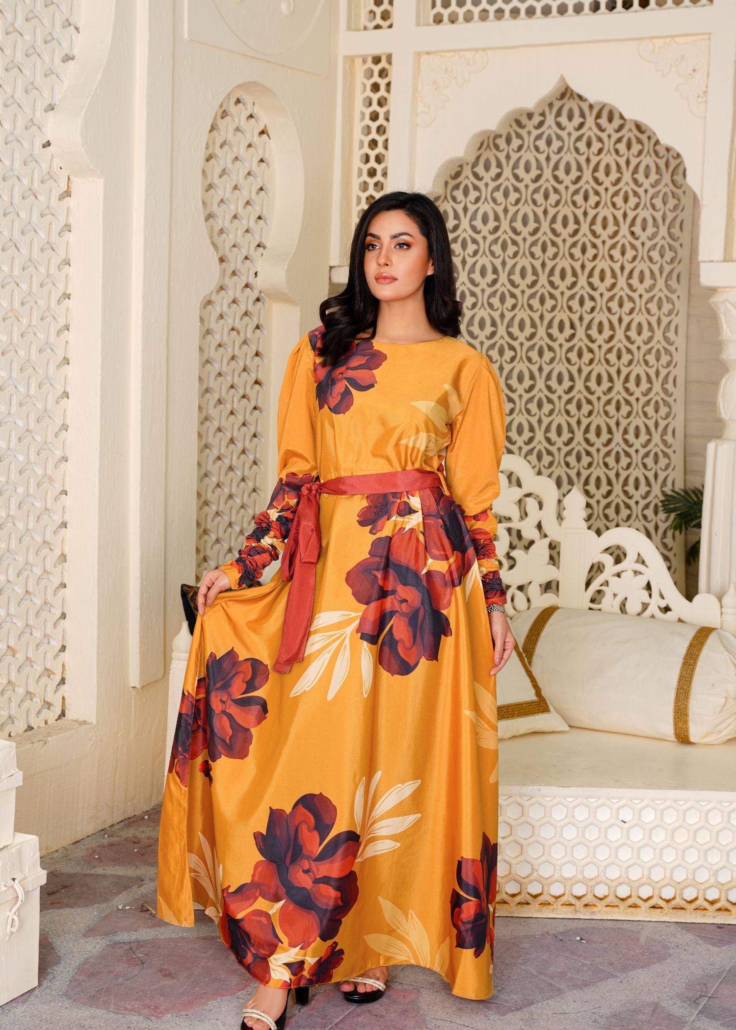 crepe Maxi in Mustard