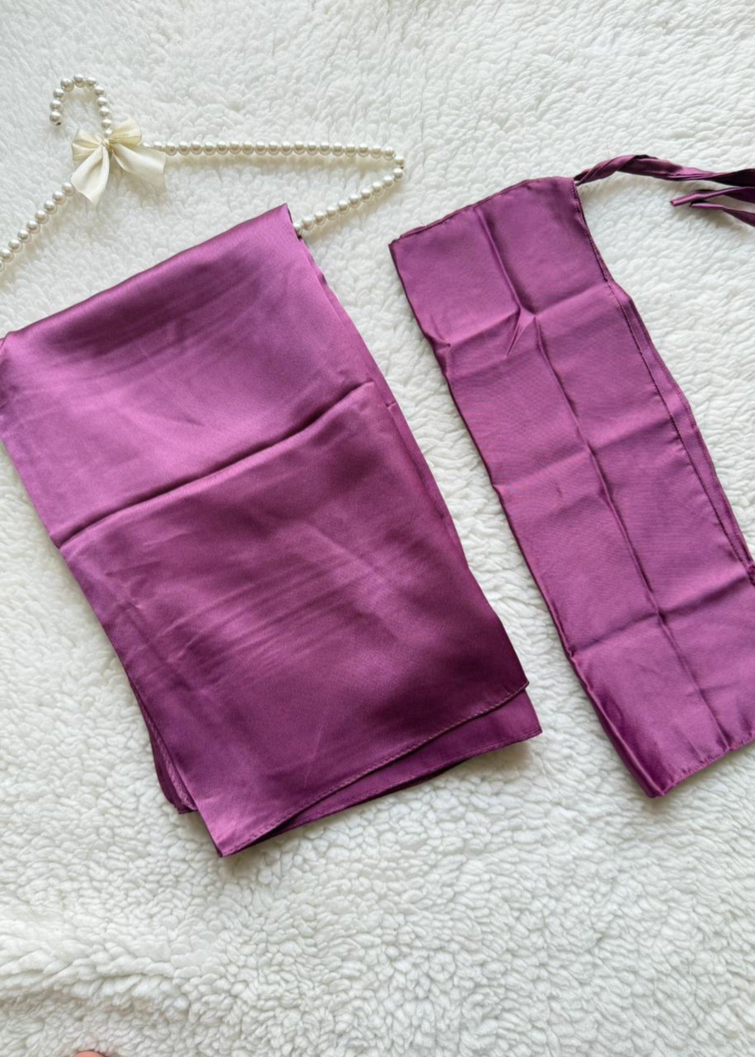 satin silk Veil in Red violet
