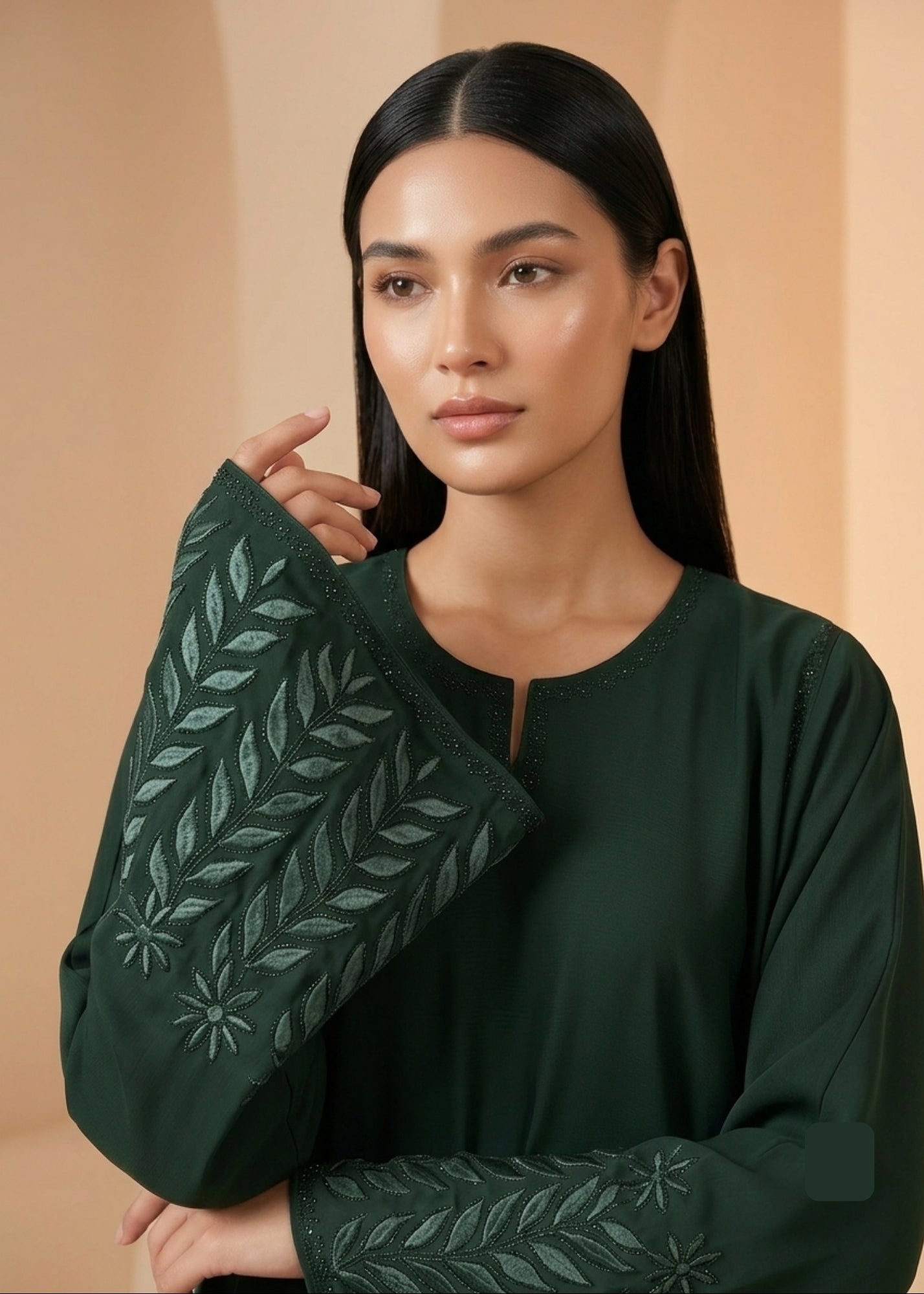 nidha Abaya in Forest green