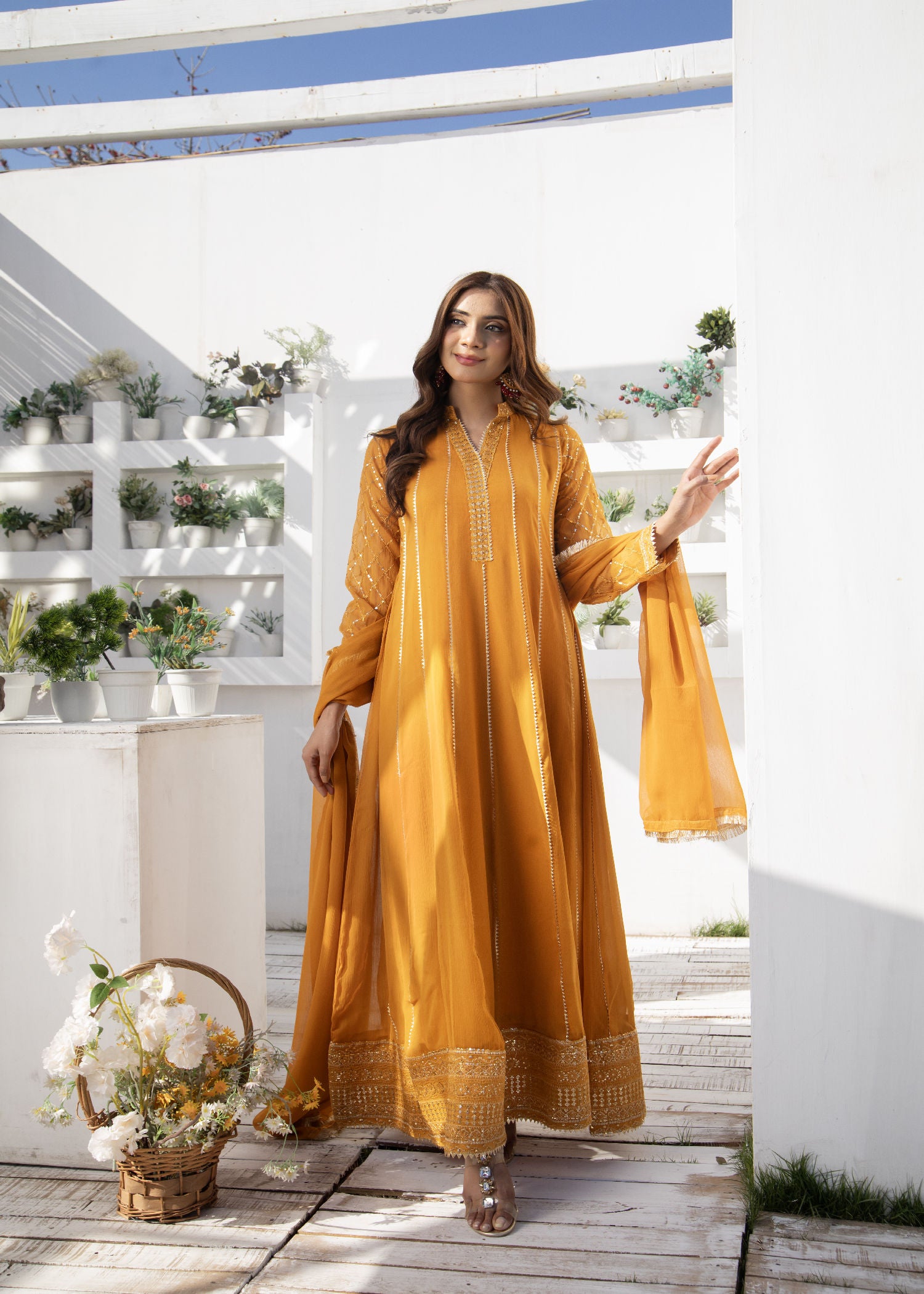 chiffon Maxi in Copper orange