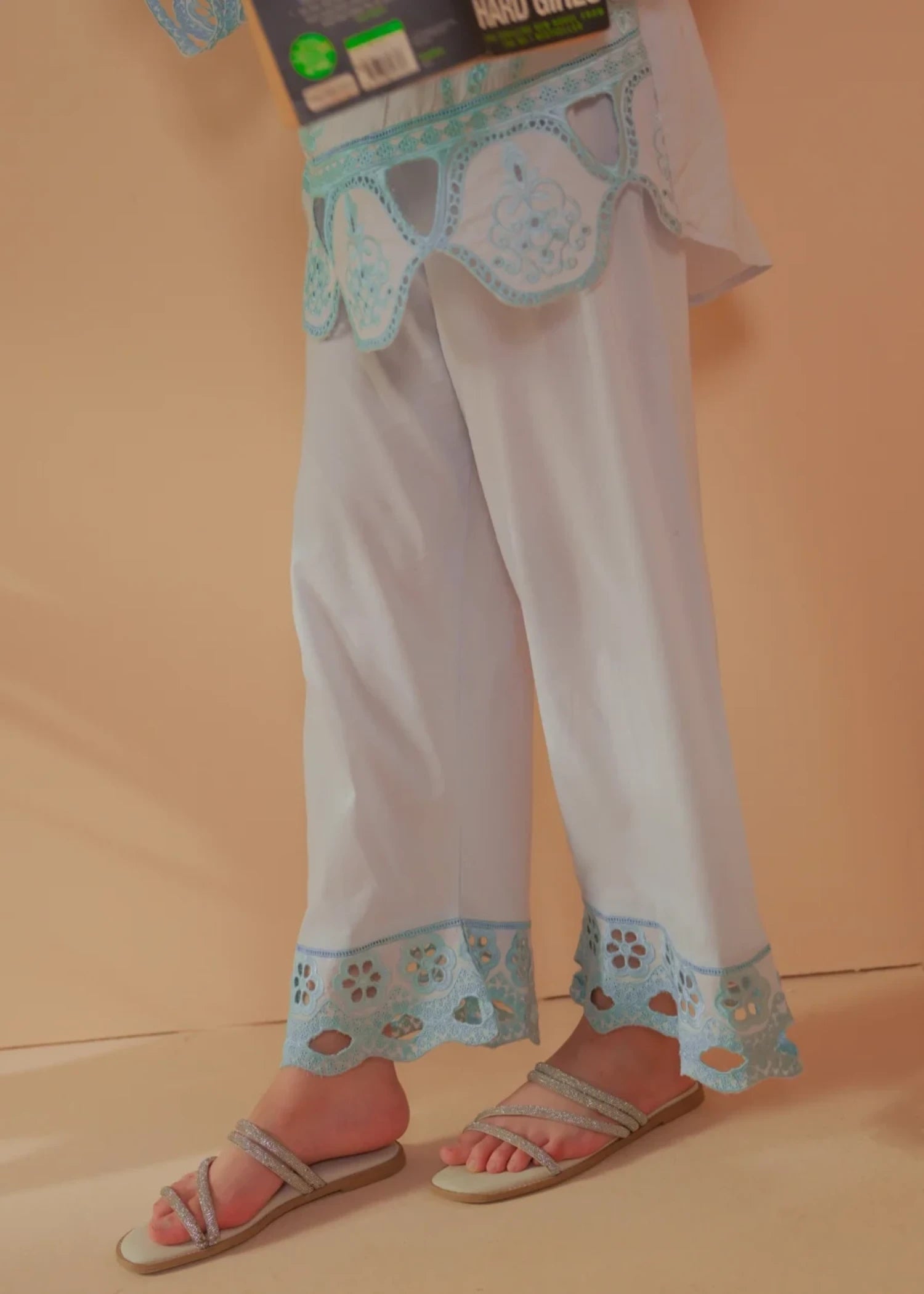 cambric Kurta Set in Ice blue