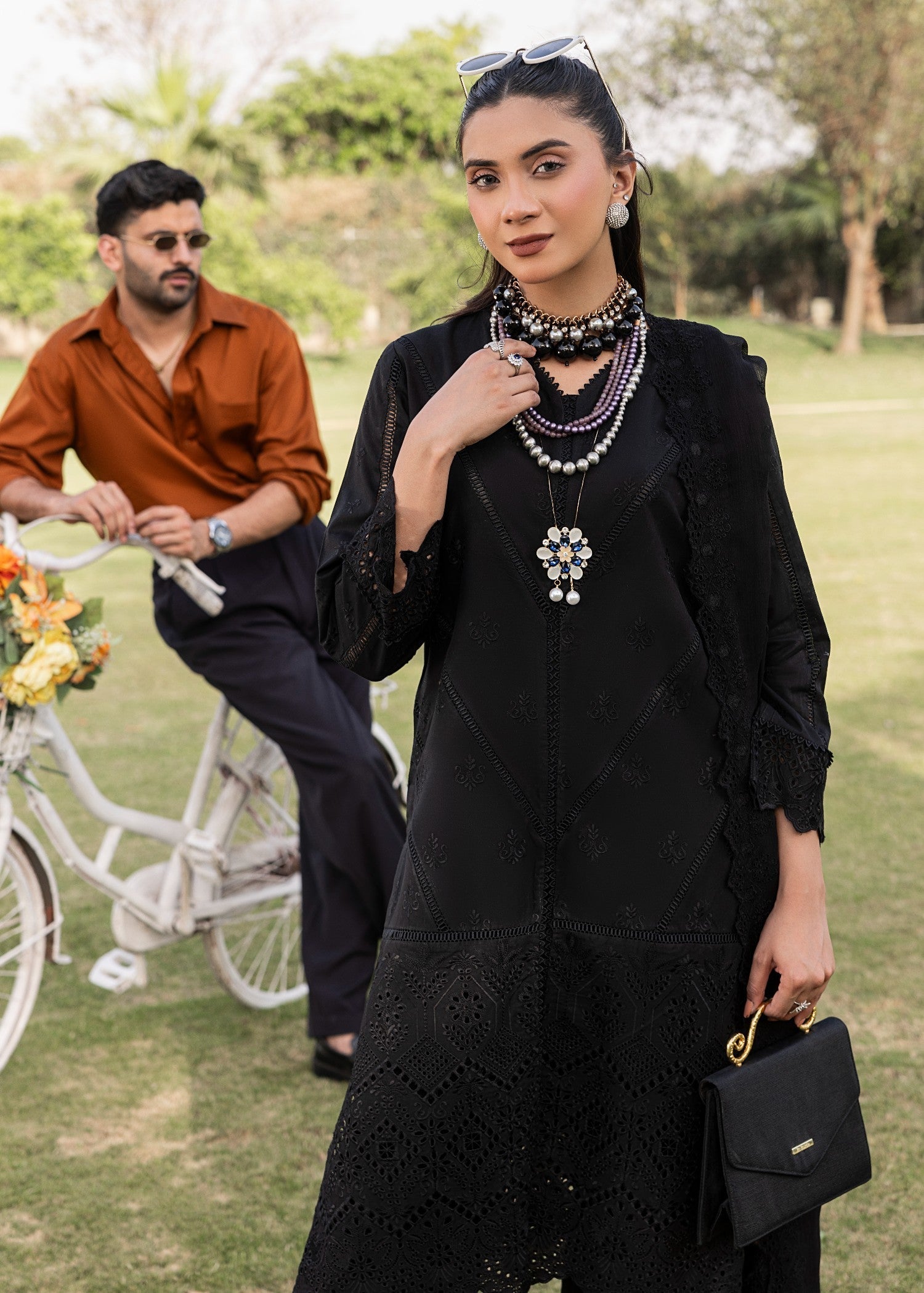 chikankari cotton Kurta Set in Black