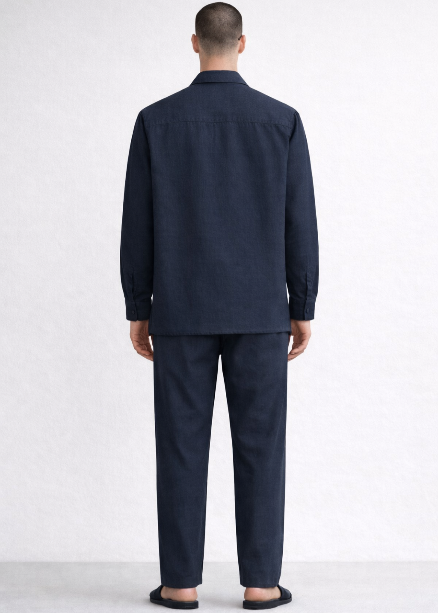 cotton linen Casual Shirt in Navy blue