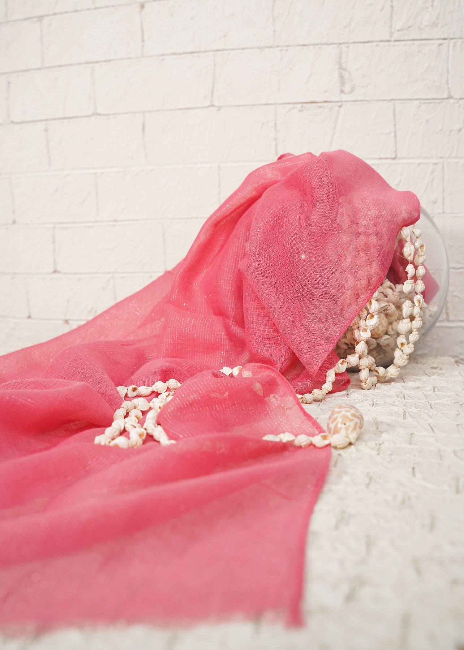 zari lawn Hijab in Bubblegum pink