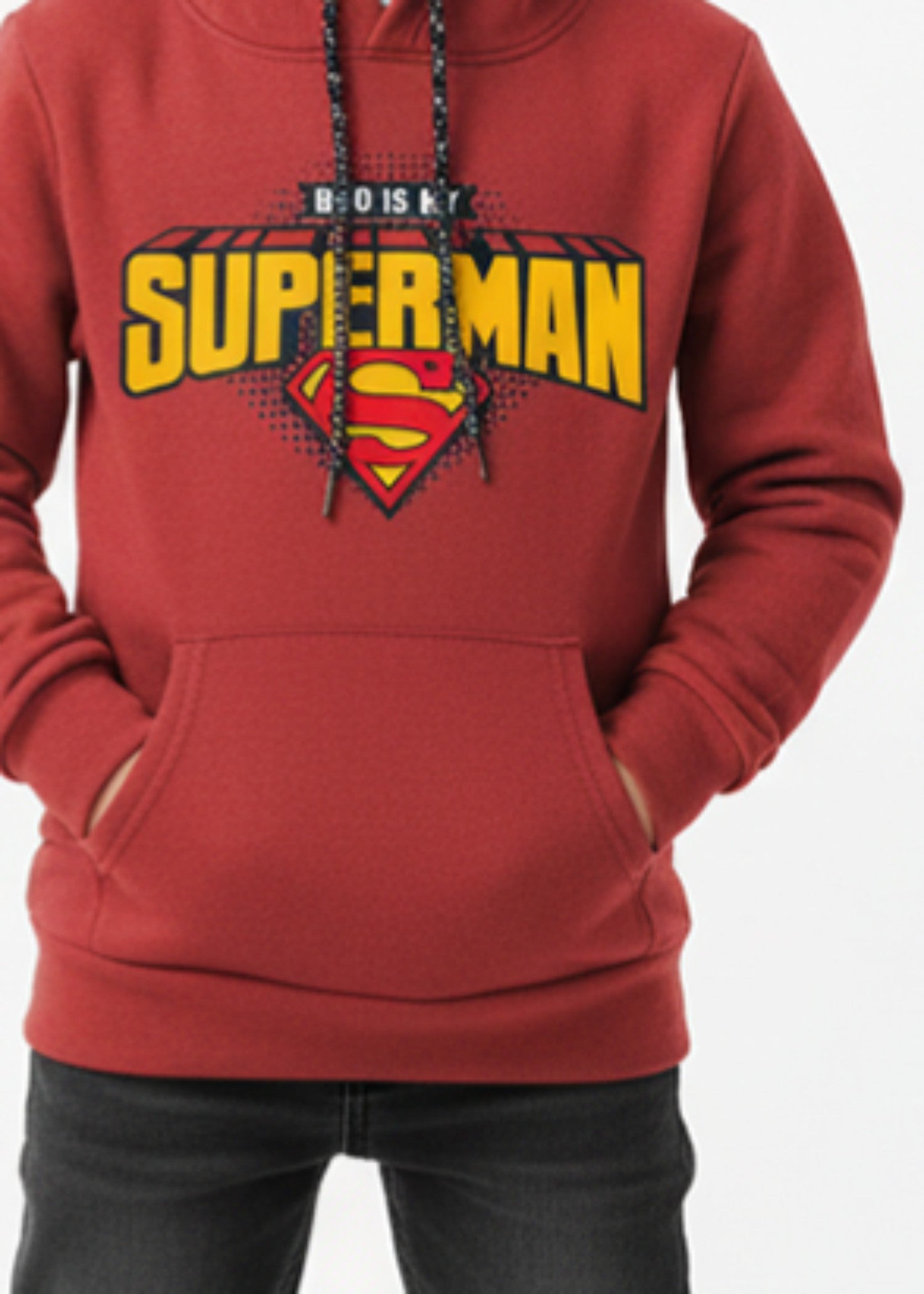 fleece Hoodie in Persian red