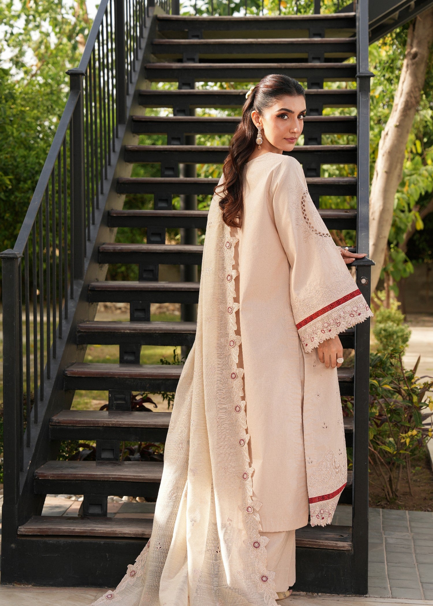 cotton Kurta Set in Khaki brown