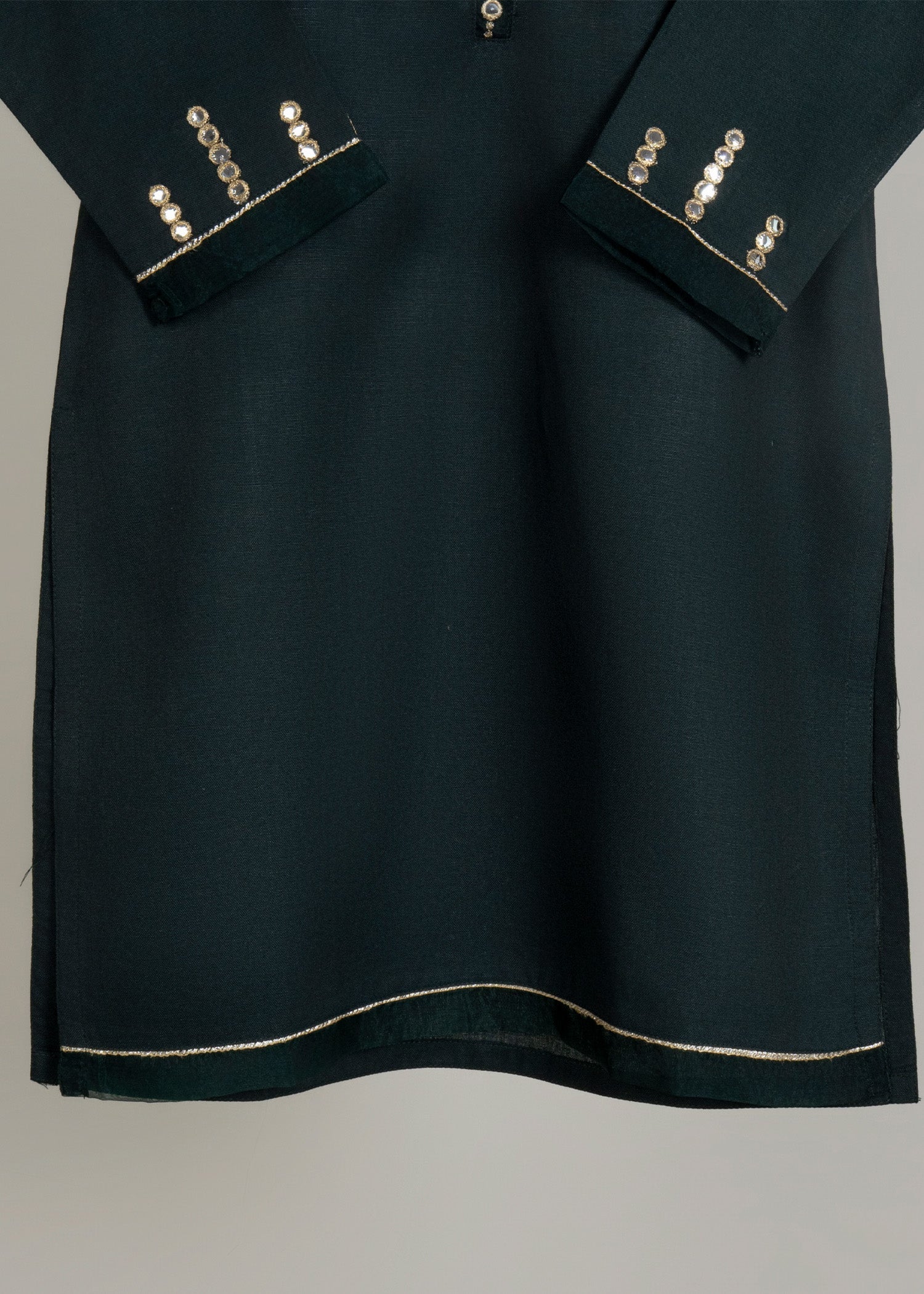 chambray Kurta Set in Hunter green