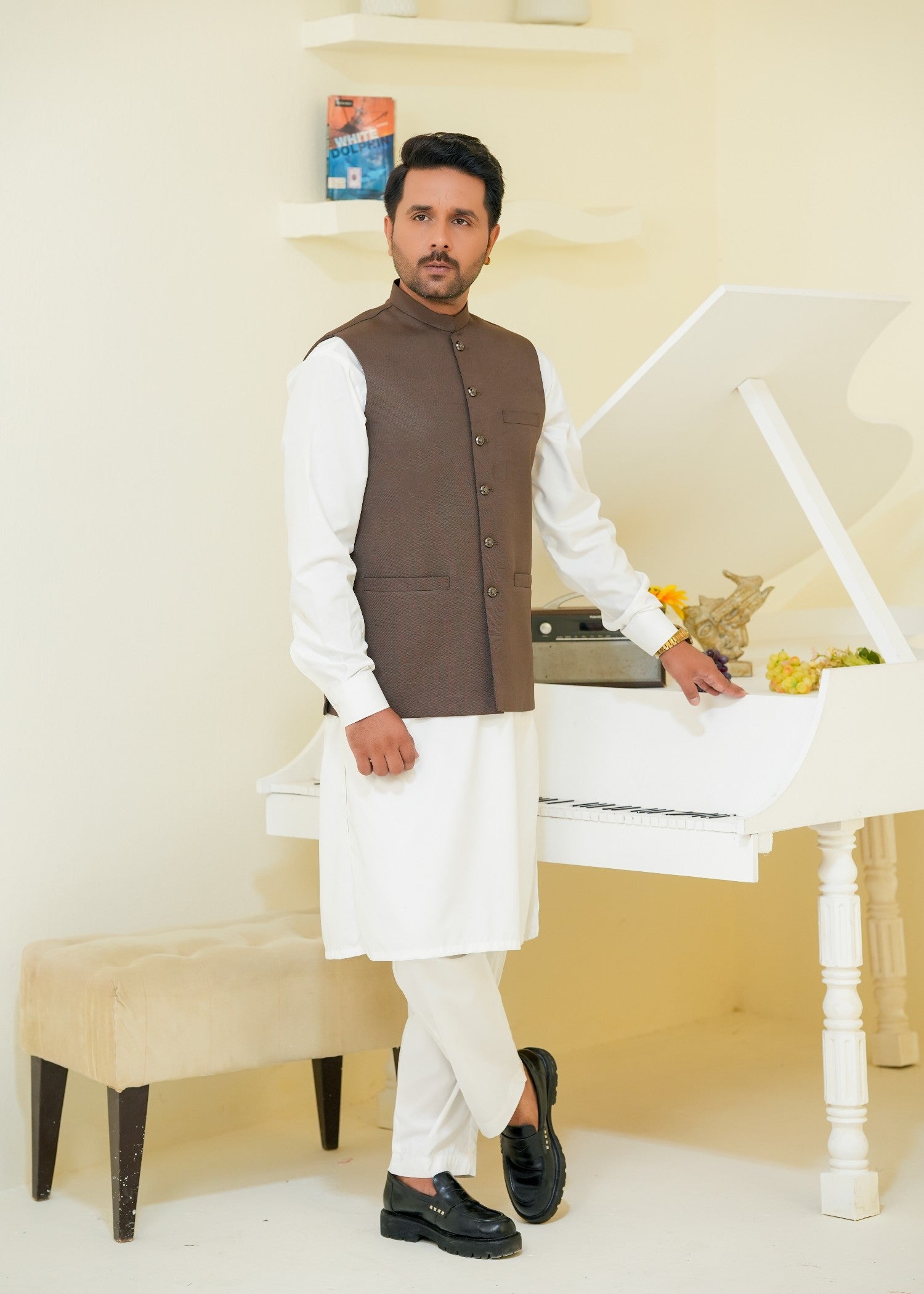 suiting Waistcoat in Coffee brown