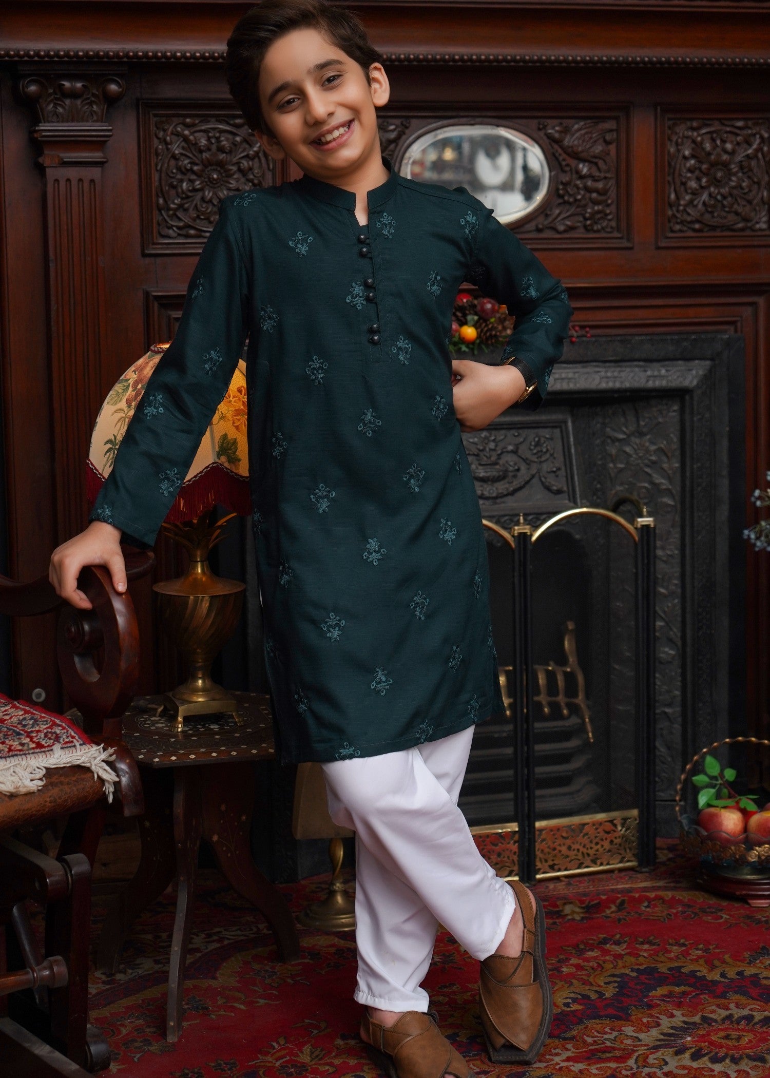 cotton linen Kurta in Green