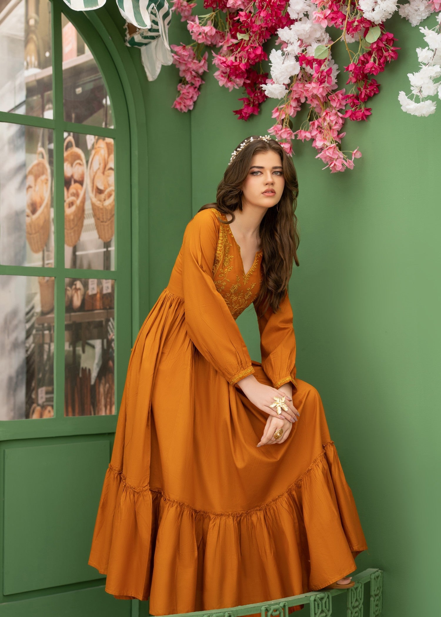 cotton Maxi in Bright orange
