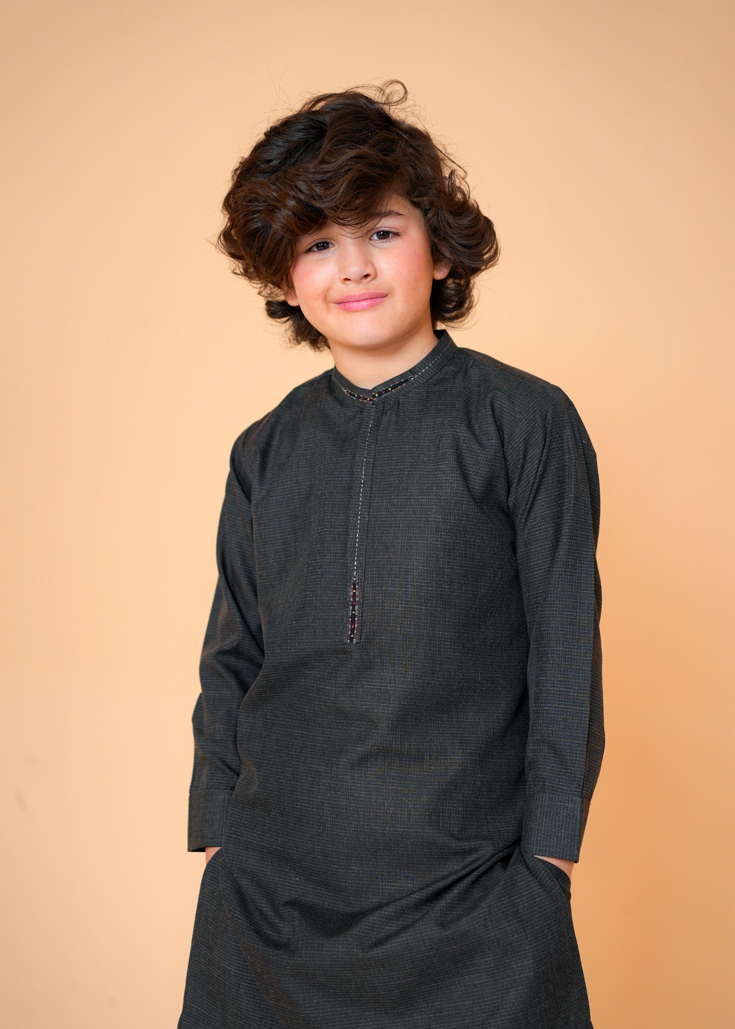wash & wear Kurta Set in Charcoal black