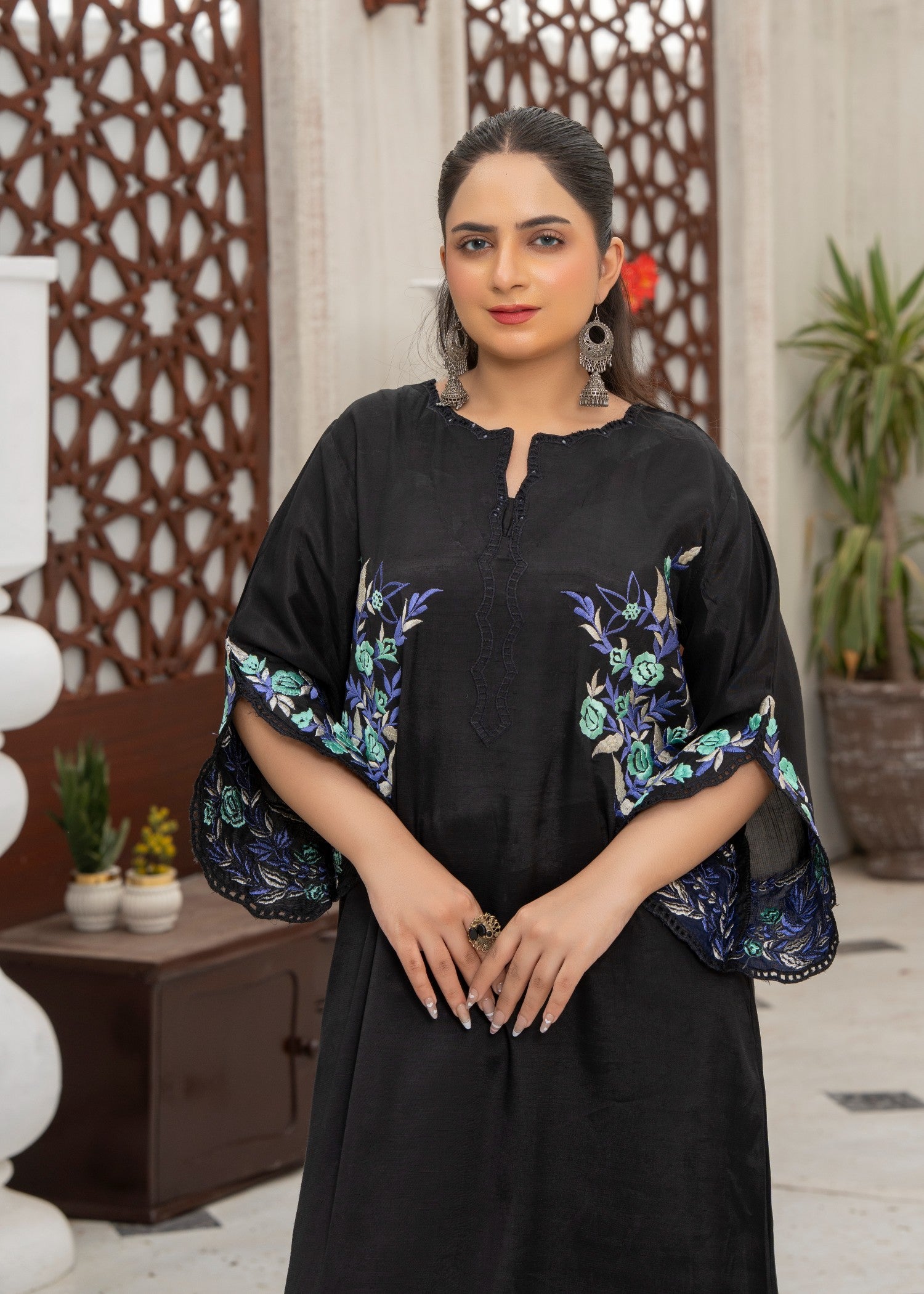 cotton Kaftan in Black