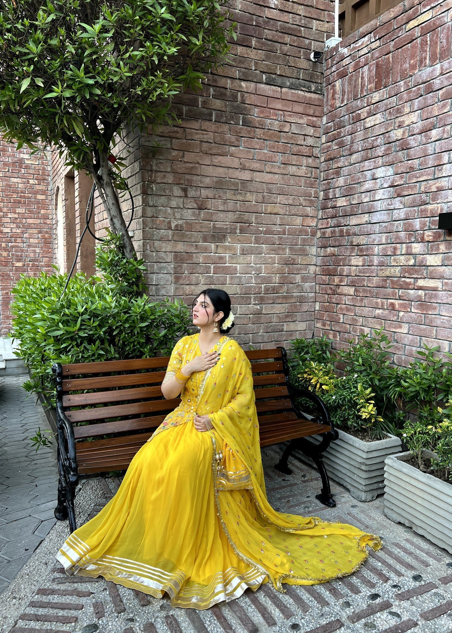 chiffon Lehenga in Yellow