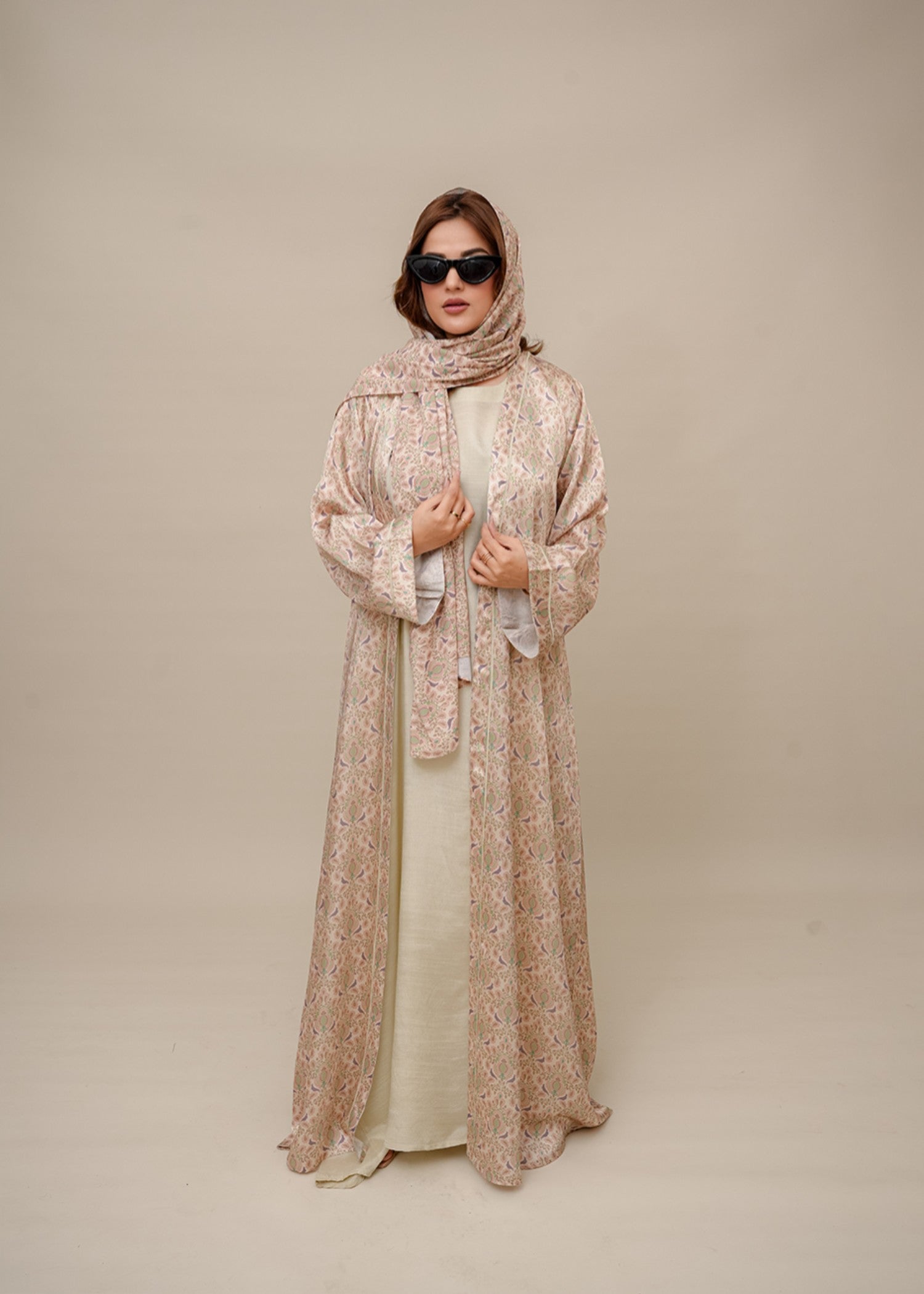 silk Abaya in Cream