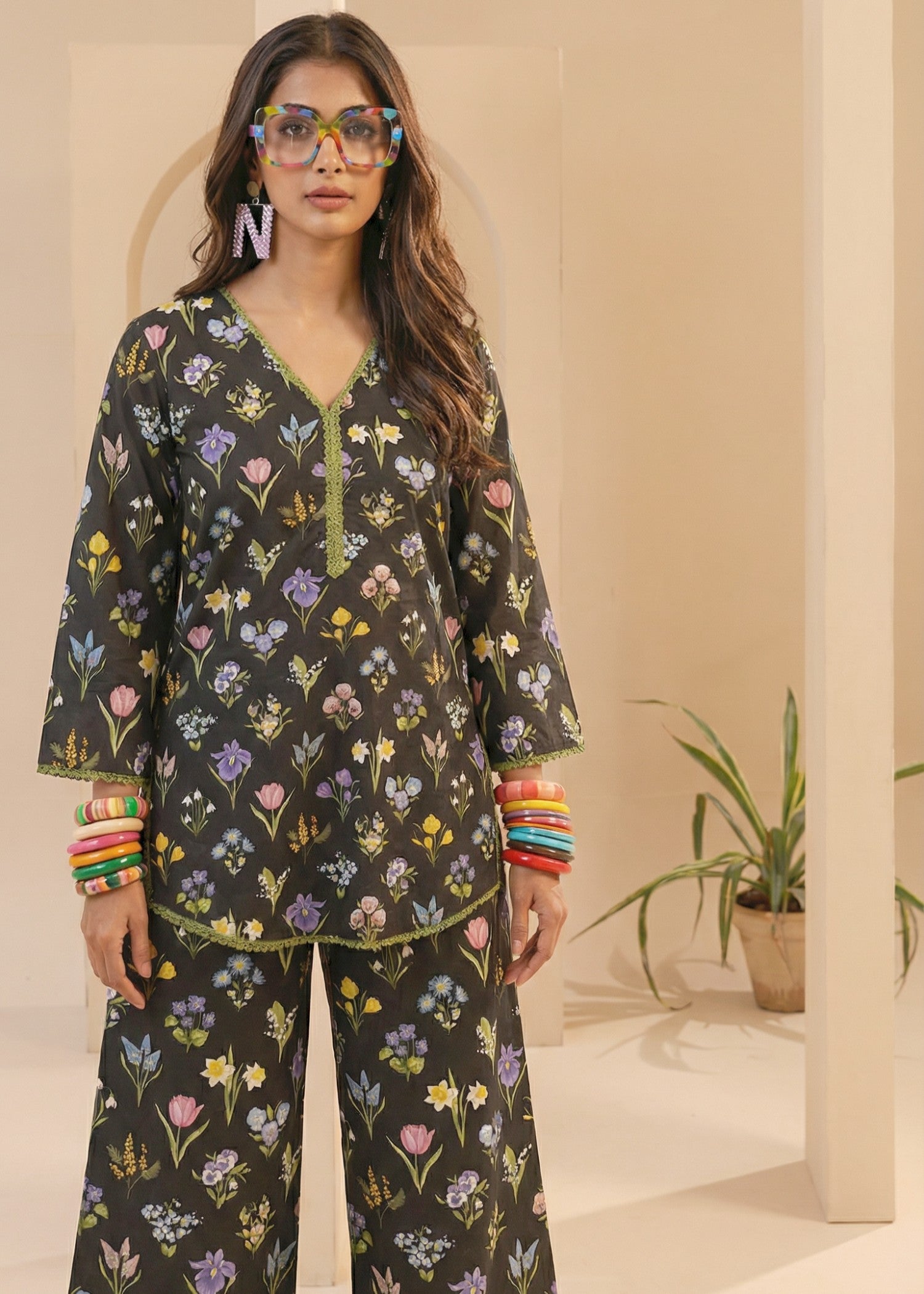 poly silk Co Ord Sets in Green