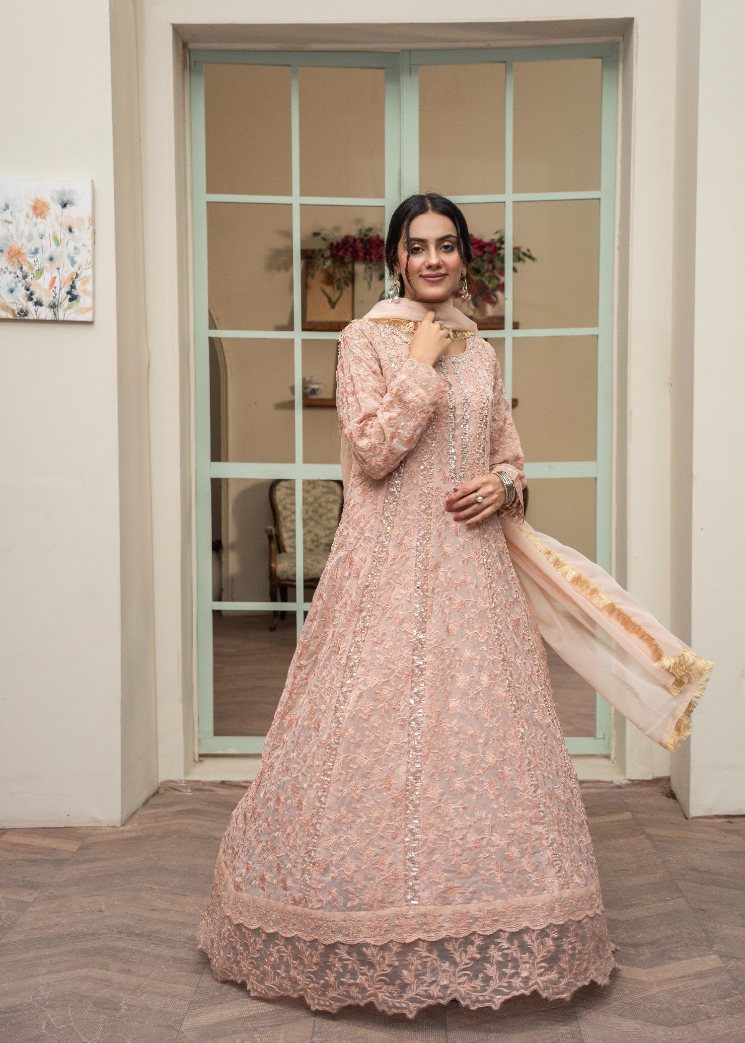 chiffon Maxi in Peach orange