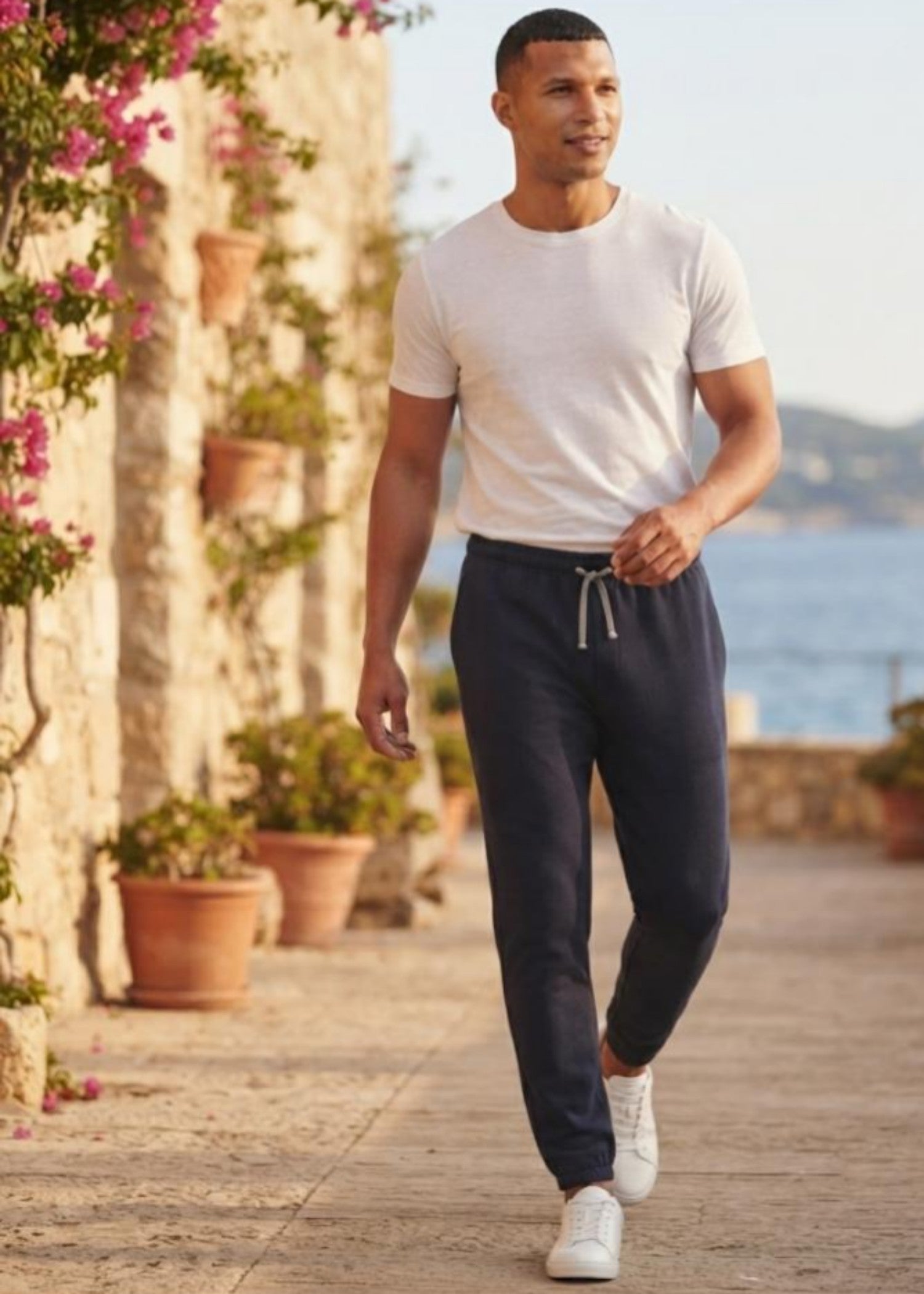 cotton jersey Trousers in Navy blue by Murafah