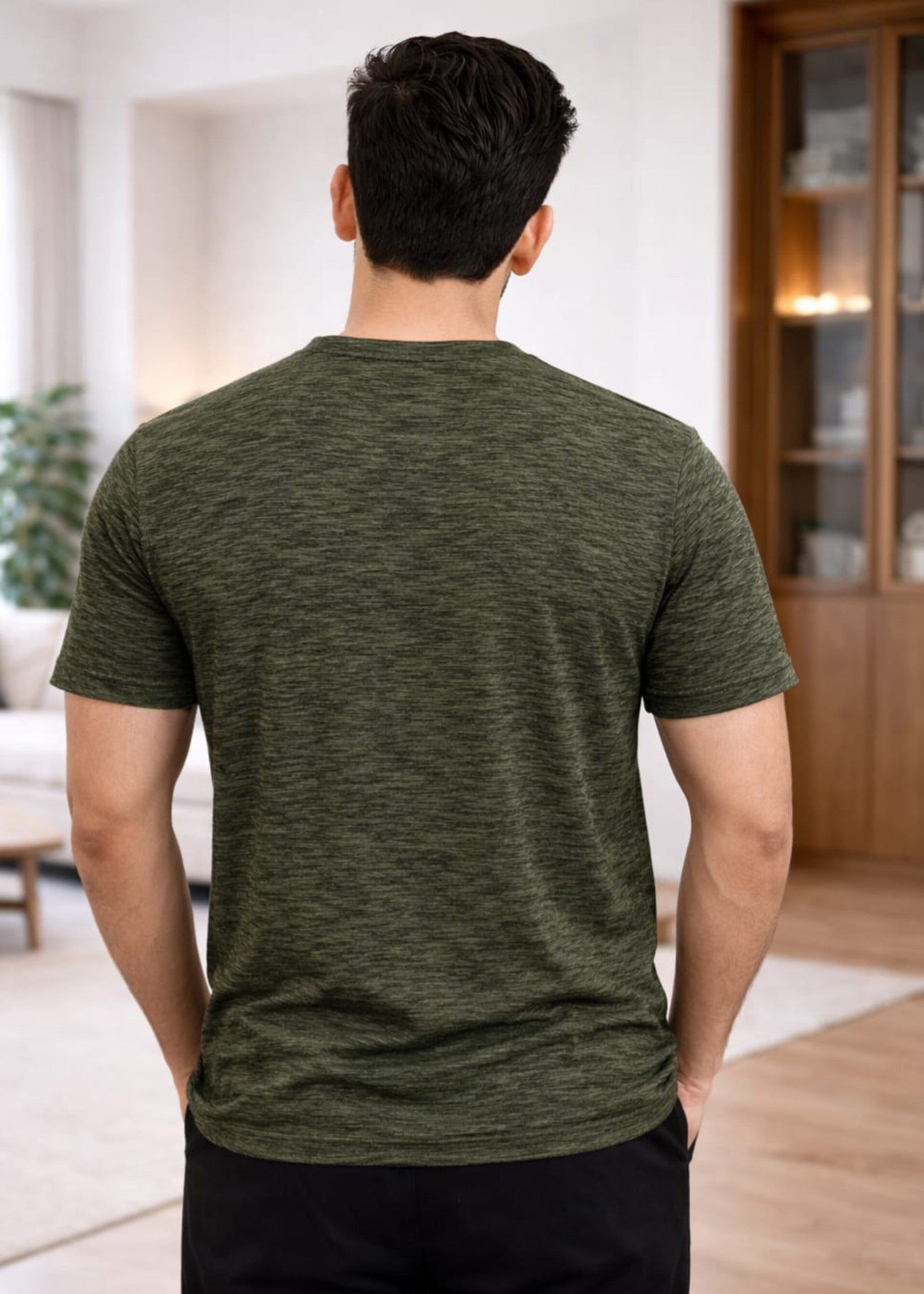 polyester-spandex T Shirt in Hunter green by Murafah