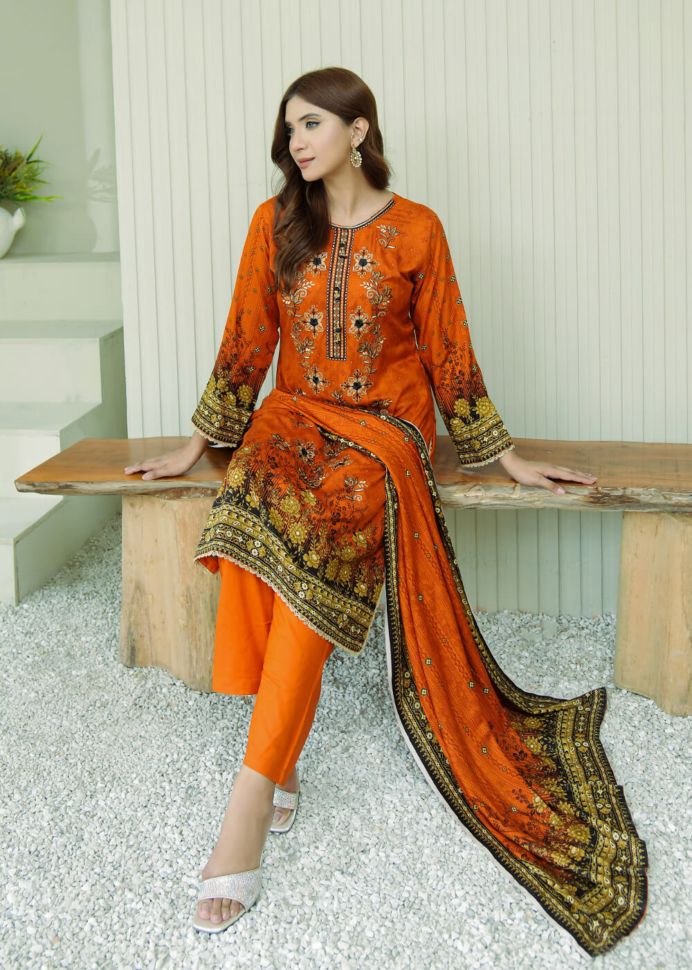 linen Unstitched in Orange