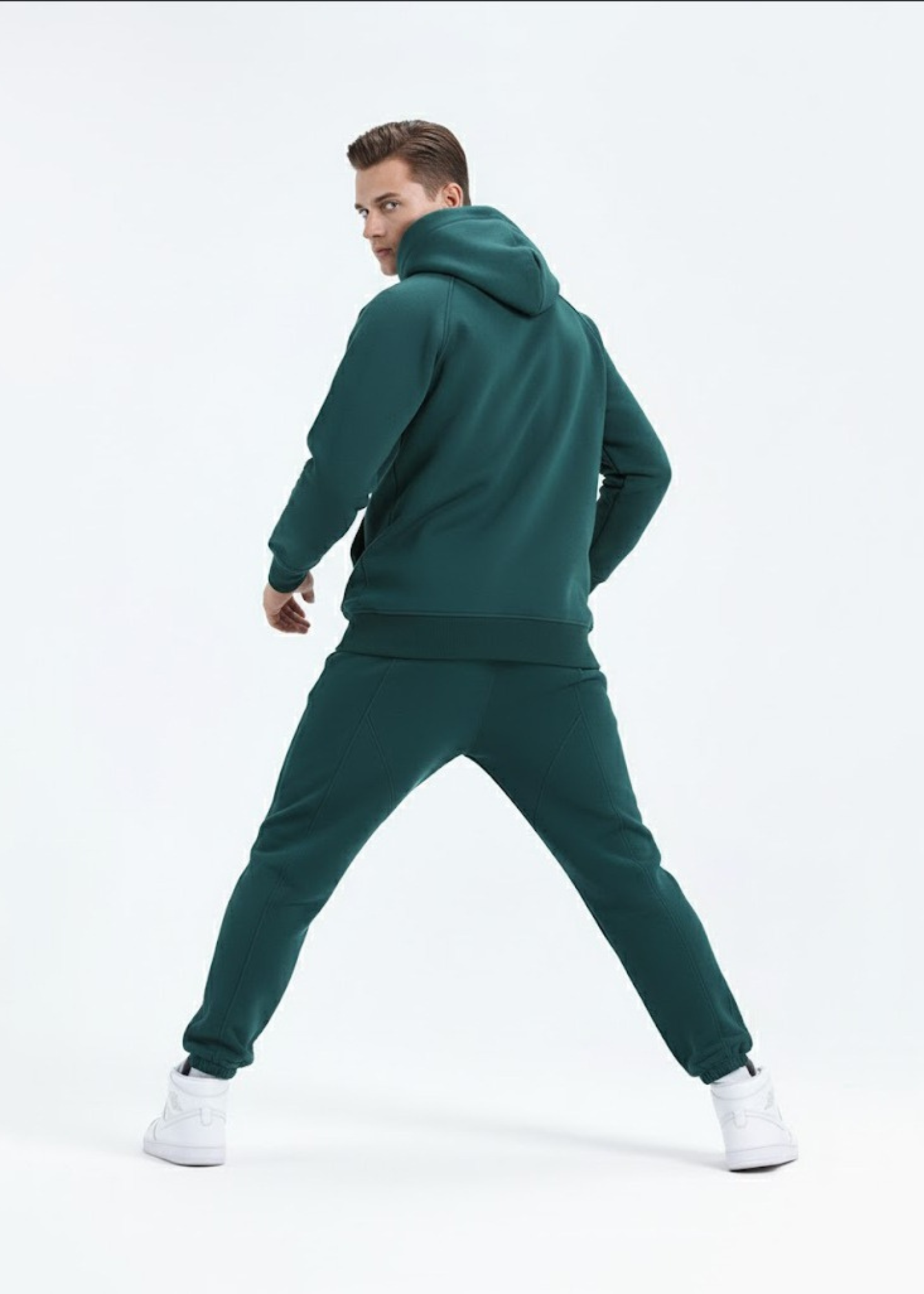 cotton Hoodie in Pine green