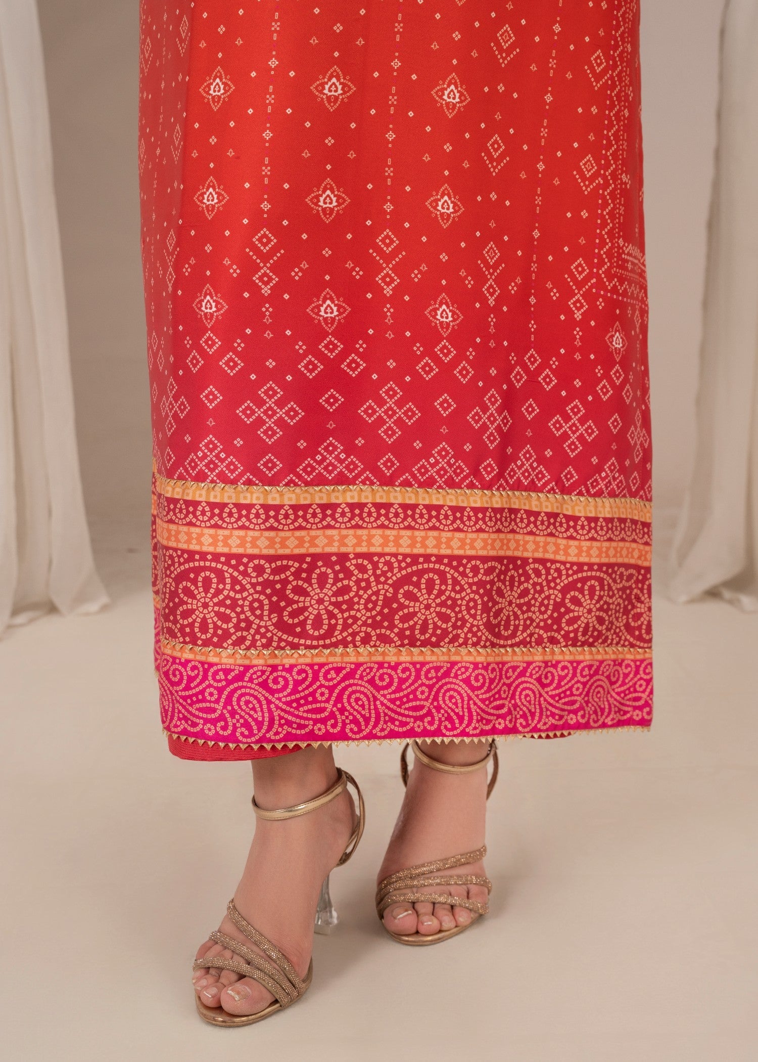 silk Kurta Set in Rust orange