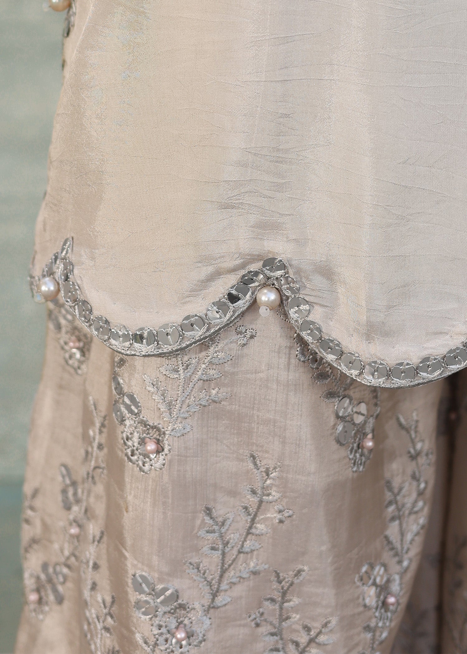 silk Sharara in Silver