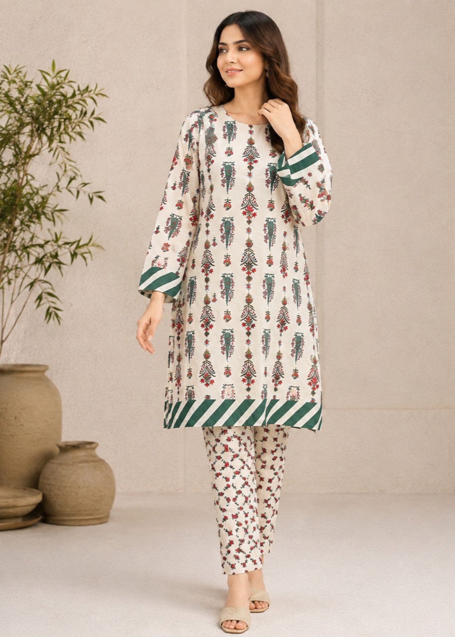 lawn Unstitched in Maroon, floral white
