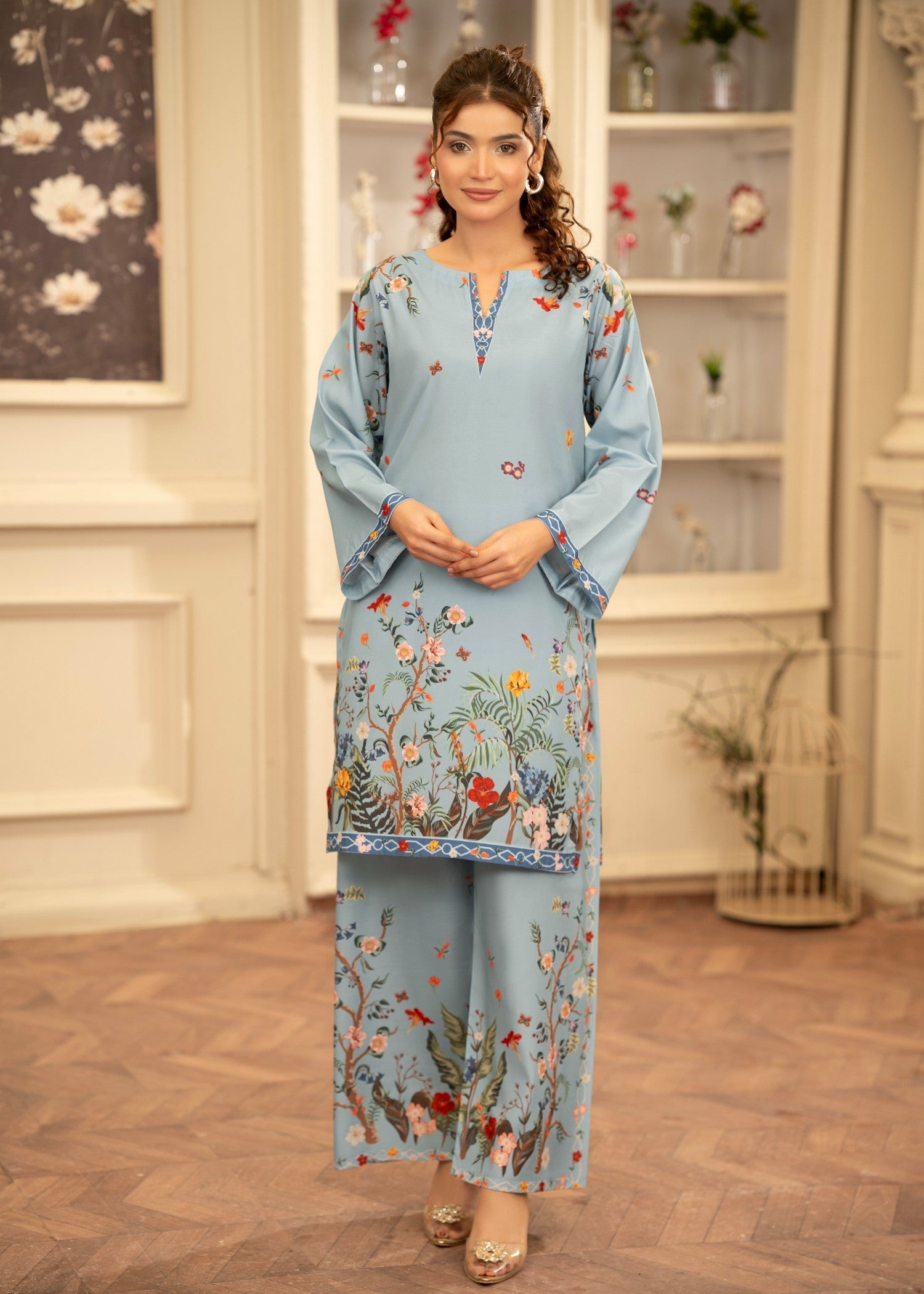 crepe Co Ord Sets in Ice blue