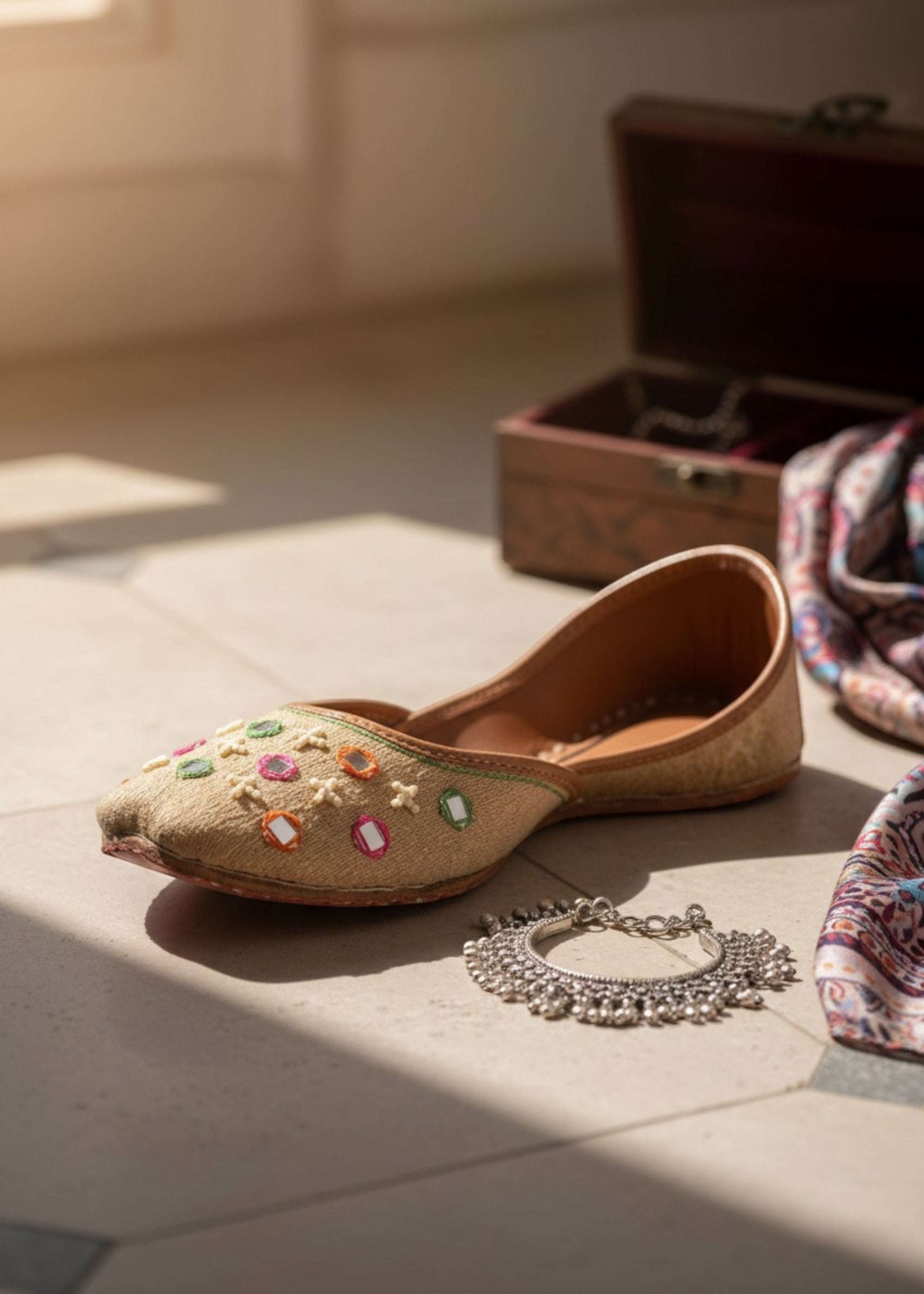 Khussa in Beige by - High Quality Women Khussa QCZ9462