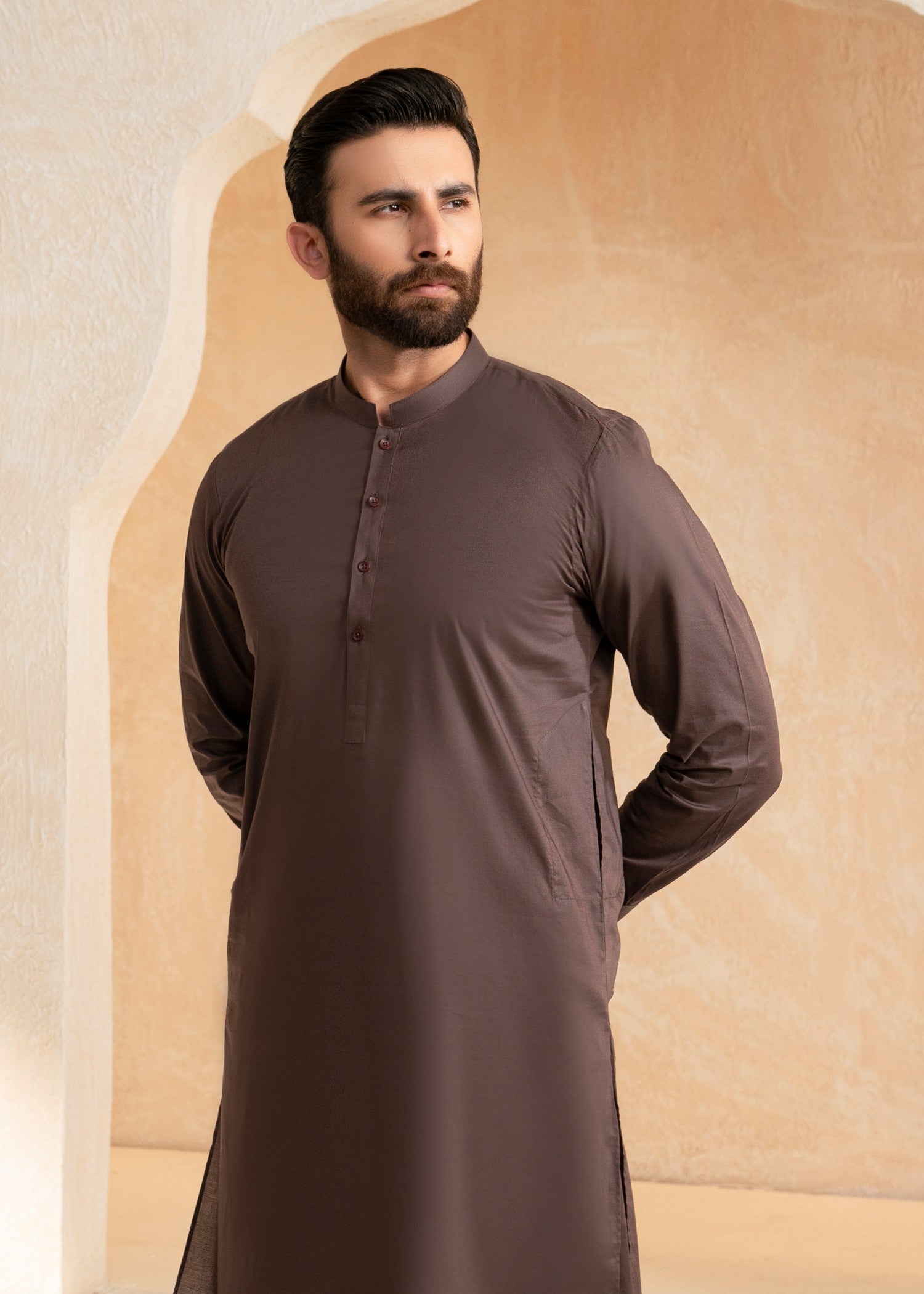 cotton Shalwar Kameez in Coffee brown