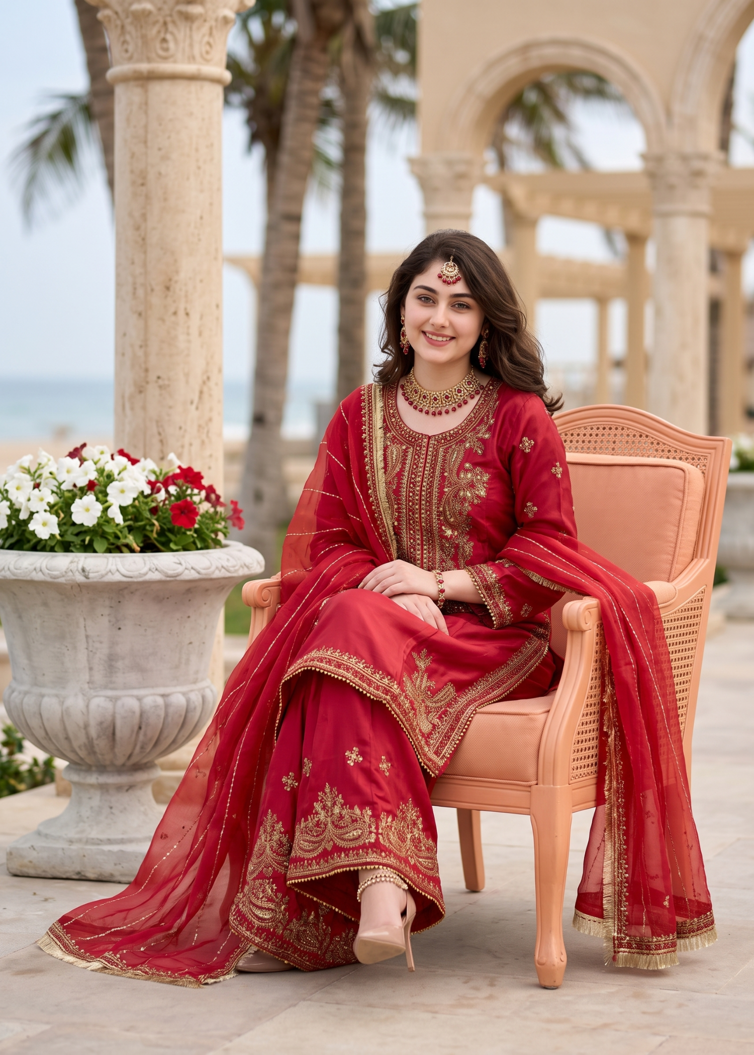 kattan silk Kurta Set in Cardinal red