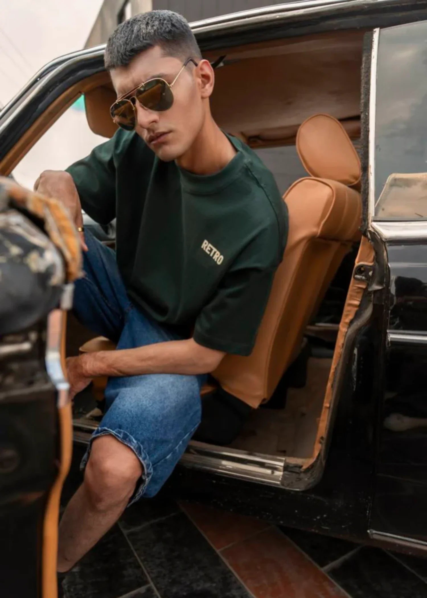 cotton jersey T Shirt in Bottle green