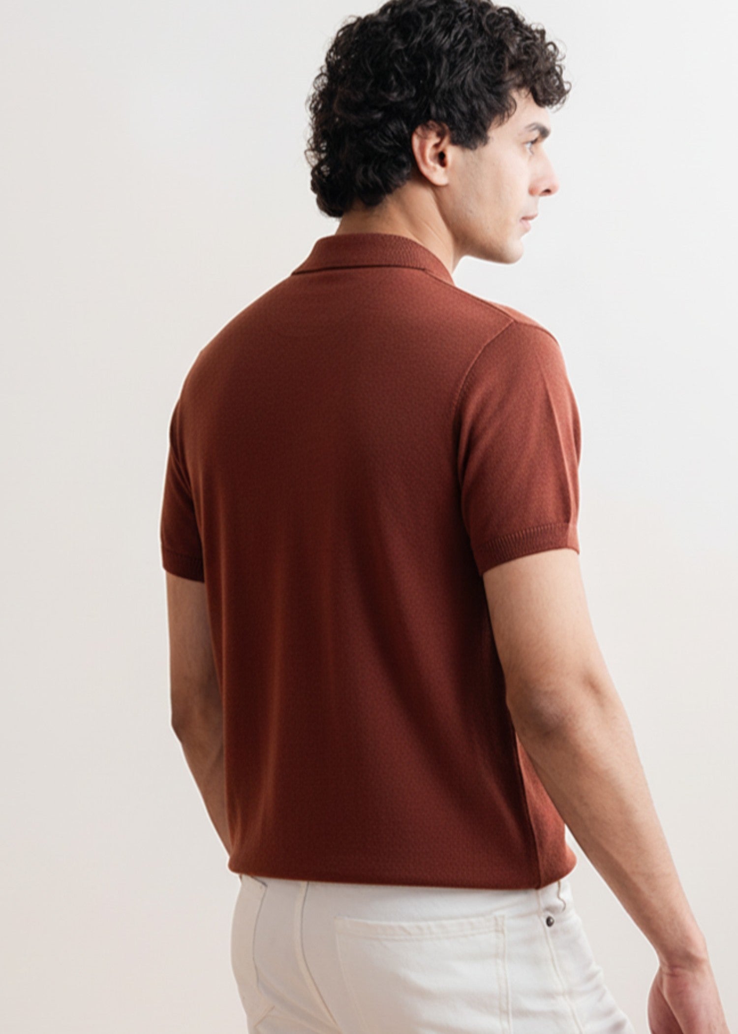 cotton Polo Shirt in Brown by Fitted
