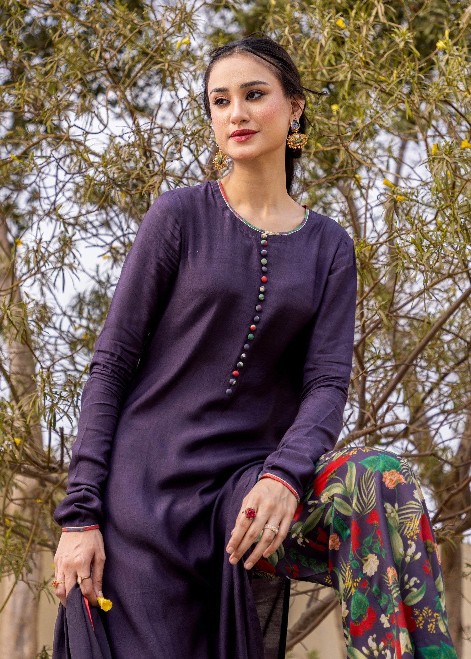 cotton voile Kurta Set in Multi