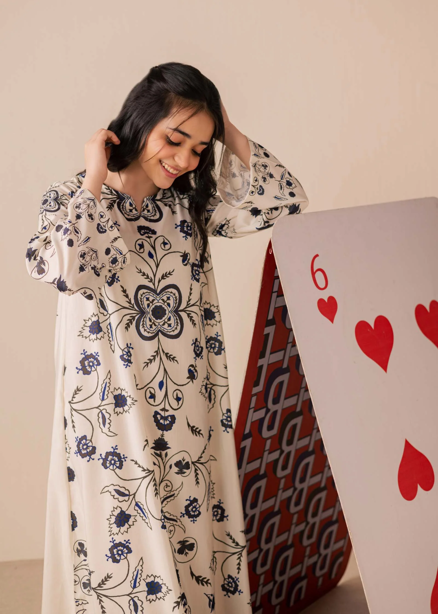 raw silk Kaftan in Pearl white