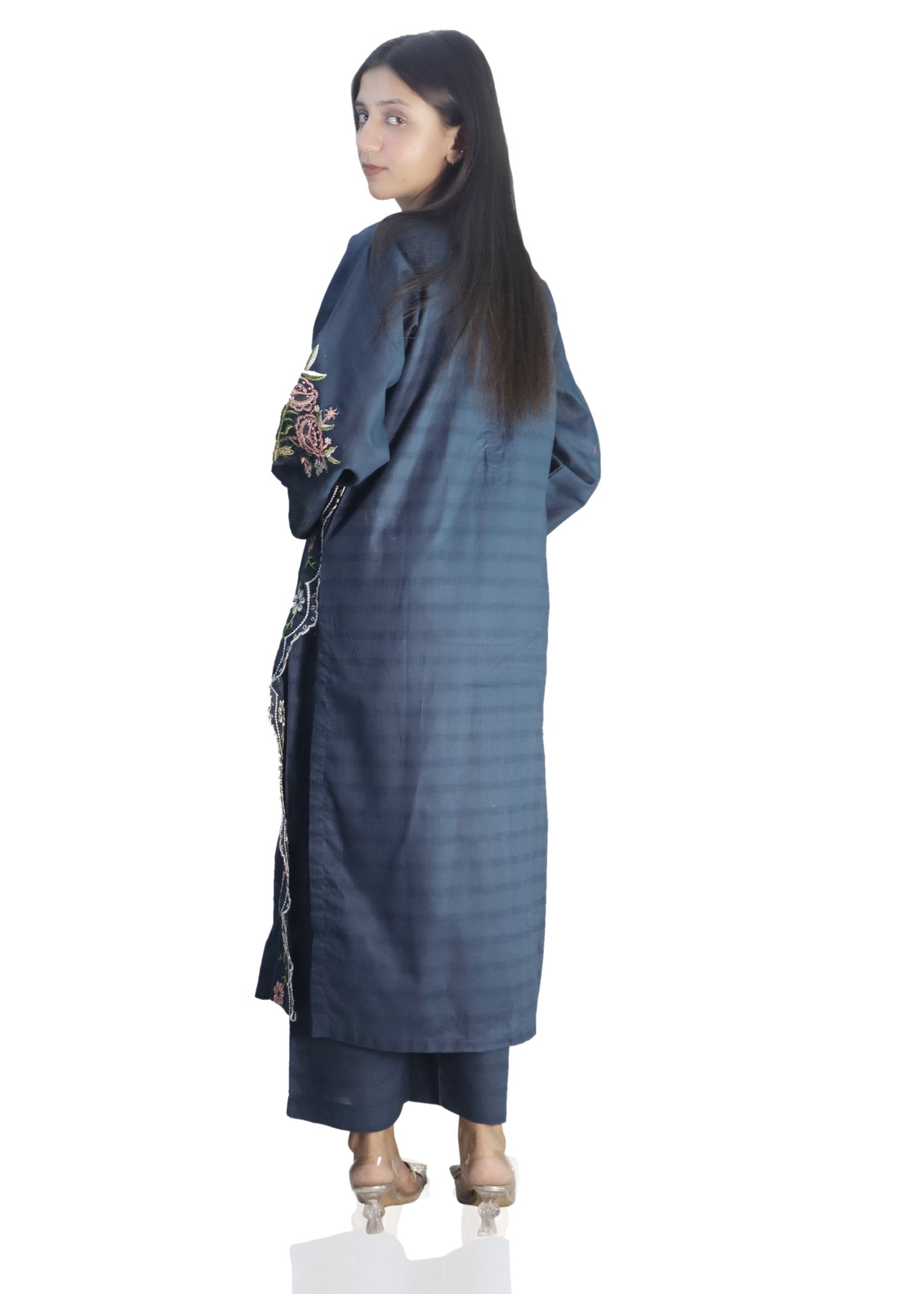 cotton dobby Kurta Set in Cobalt blue